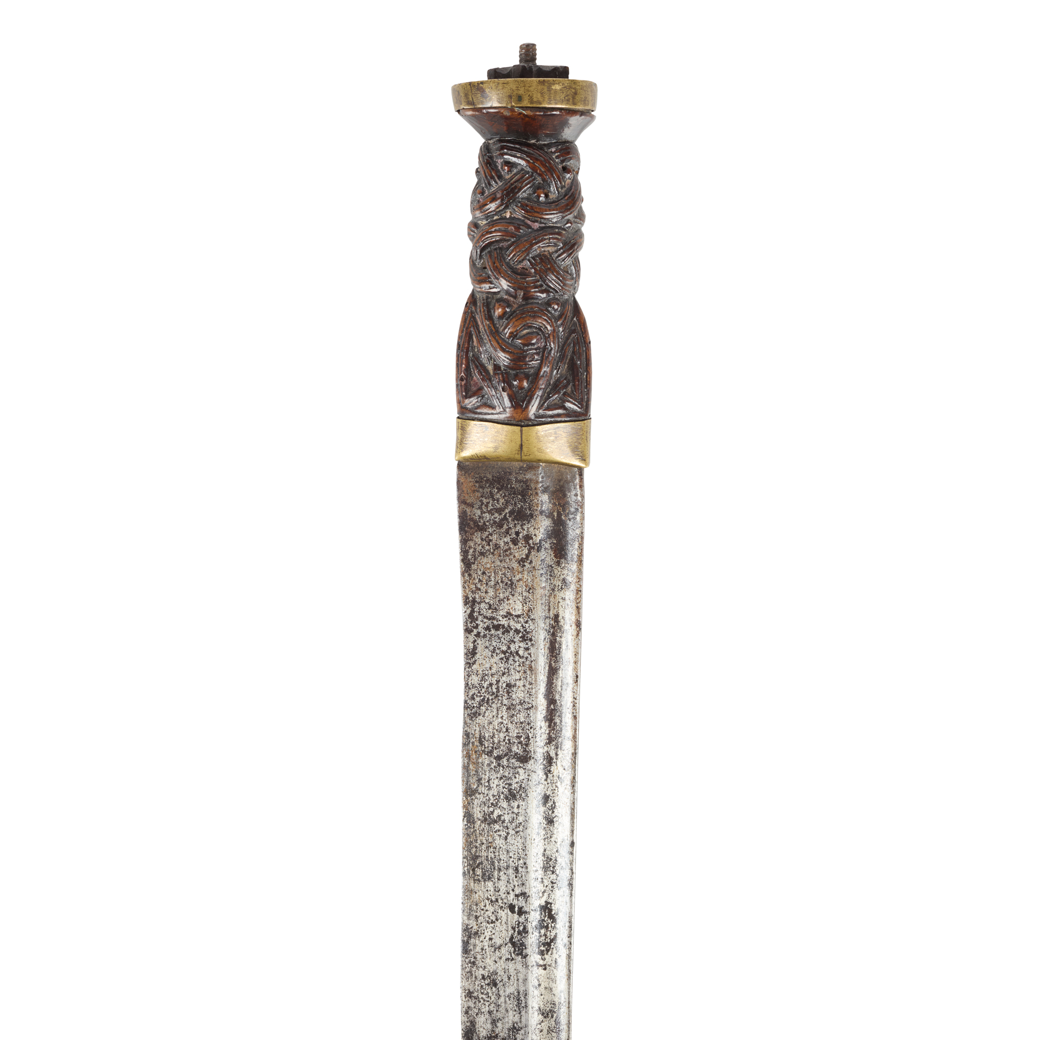 AN EARLY 18TH CENTURY SCOTTISH BRASS MOUNTED HIGHLAND DIRK