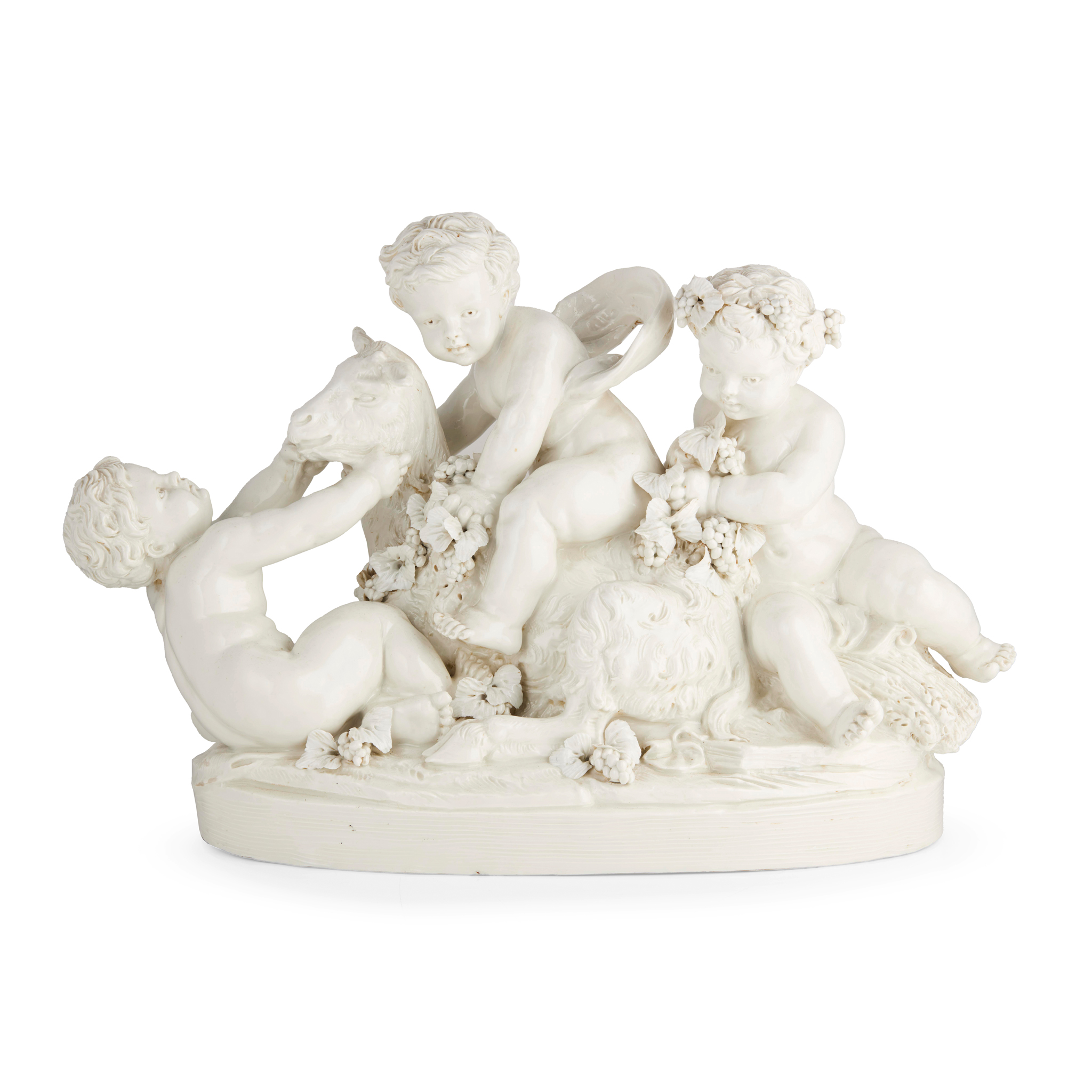 LARGE CAPODIMONTE BLANC DE CHINE FIGURE GROUP, SIGNED BEAUVAIS