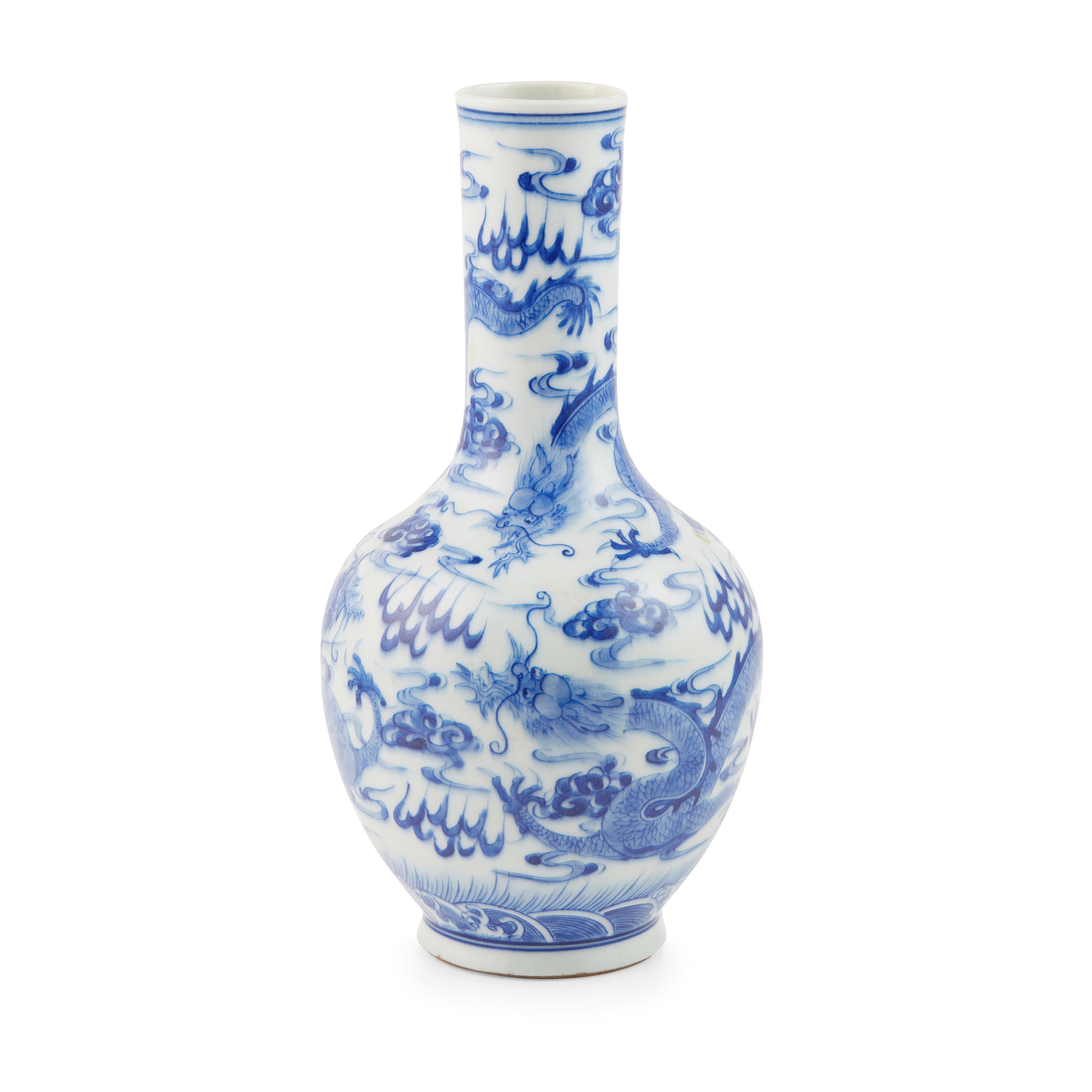 BLUE AND WHITE 'DRAGON' BOTTLE VASE