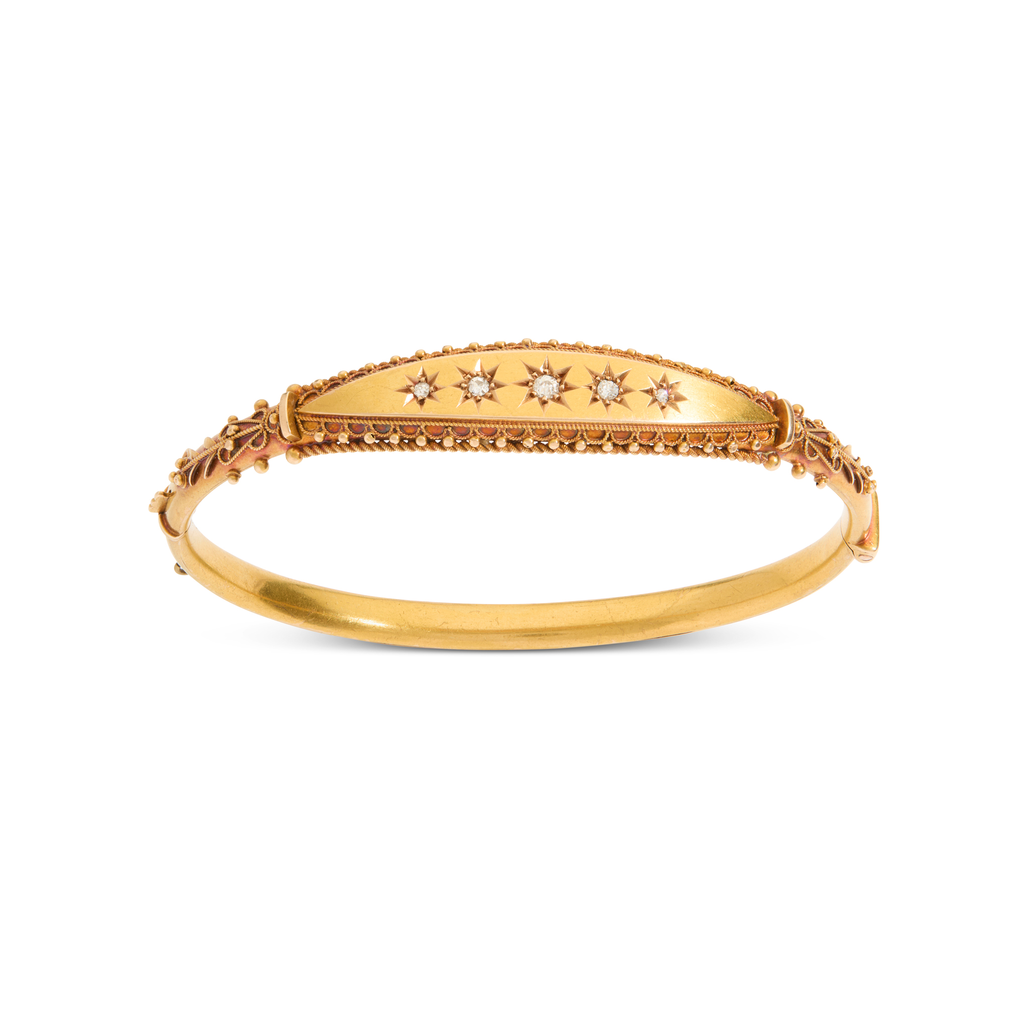 A late 19th century diamond bangle