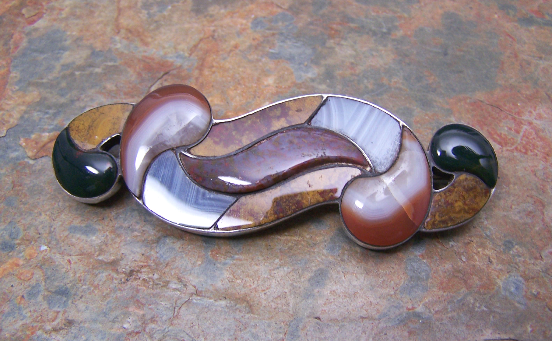A Scottish pebble brooch,