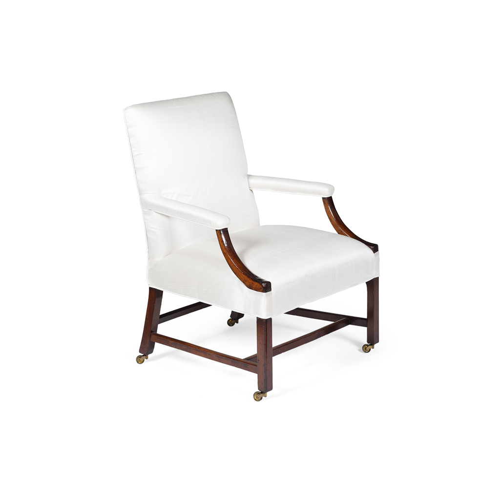 GEORGE III MAHOGANY GAINSBOROUGH ARMCHAIR