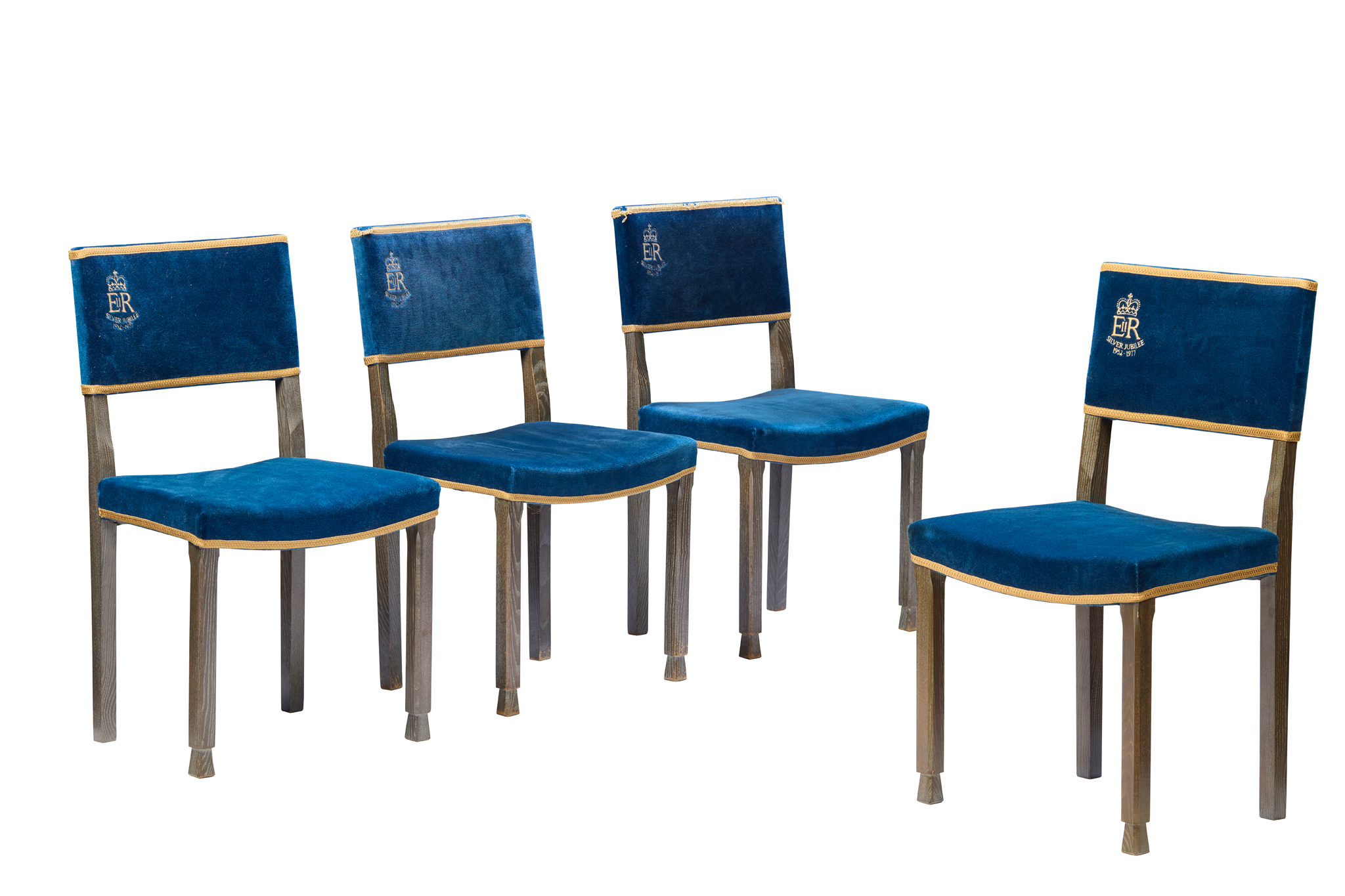 SET OF FOUR LIMED OAK SILVER JUBILEE CHAIRS, BY HANDS OF WYCOMBE