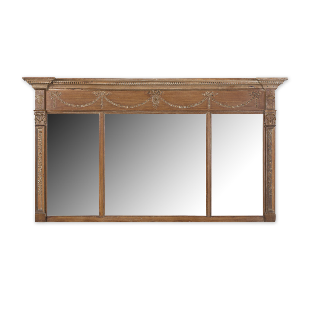 GEORGIAN STYLE STRIPPED MAHOGANY OVERMANTEL MIRROR