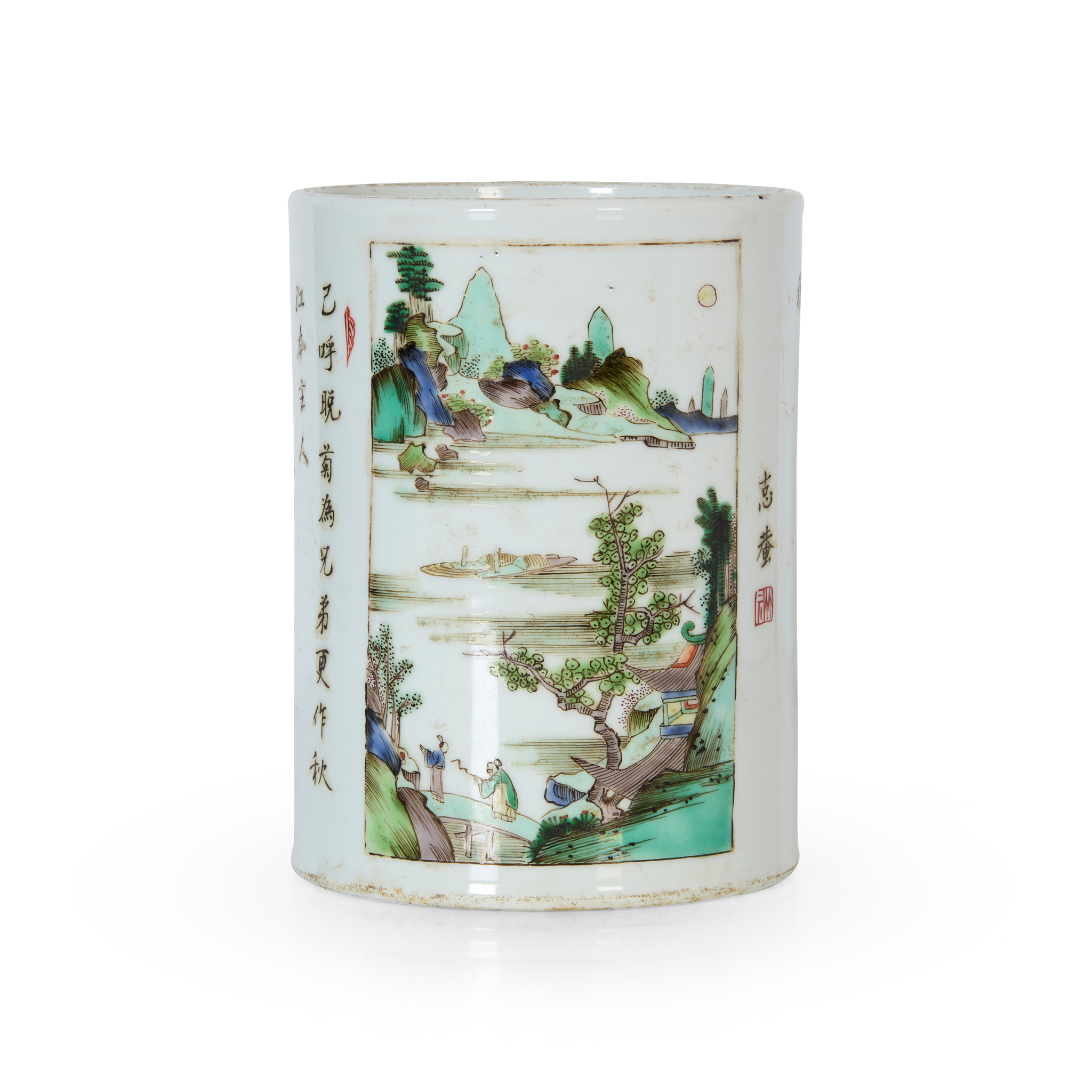 CHINESE WUCAI BRUSH POT