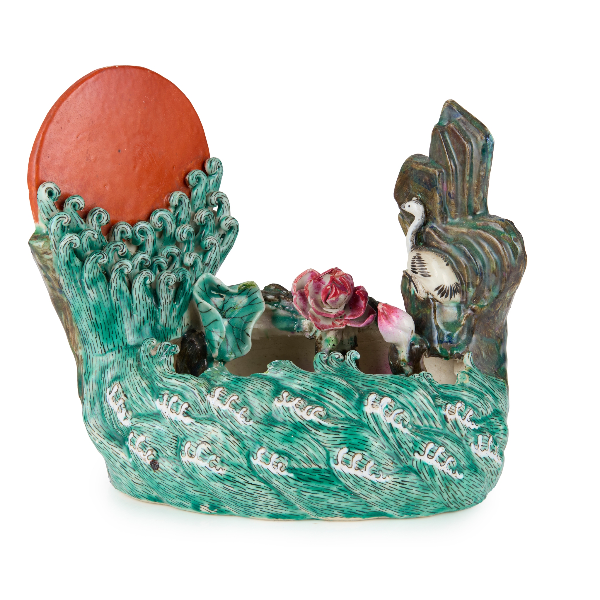 CHINESE FAMILLE ROSE 'LOTUS POND' BRUSH WASHER
