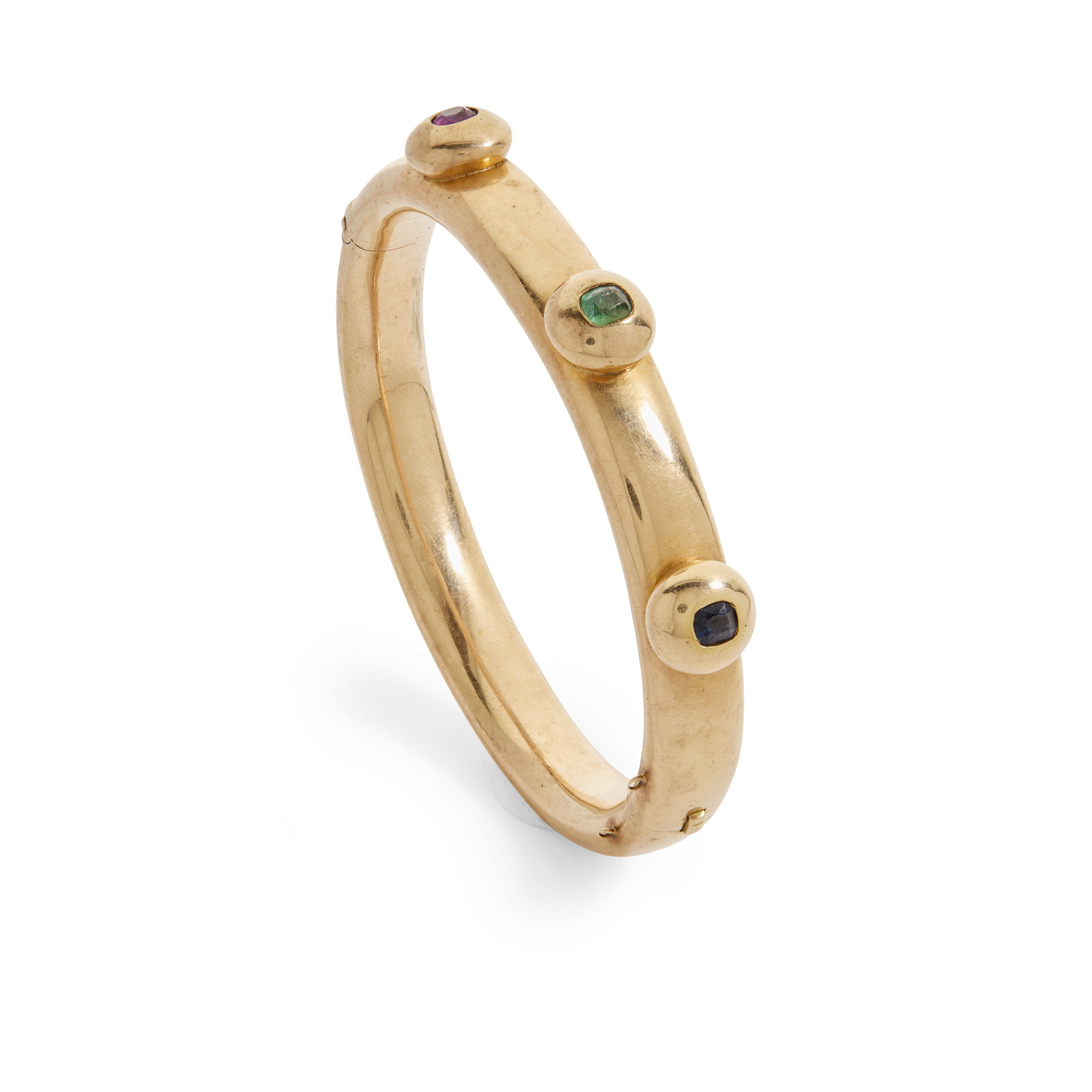 A late 19th century gem-set bangle, circa 1880s