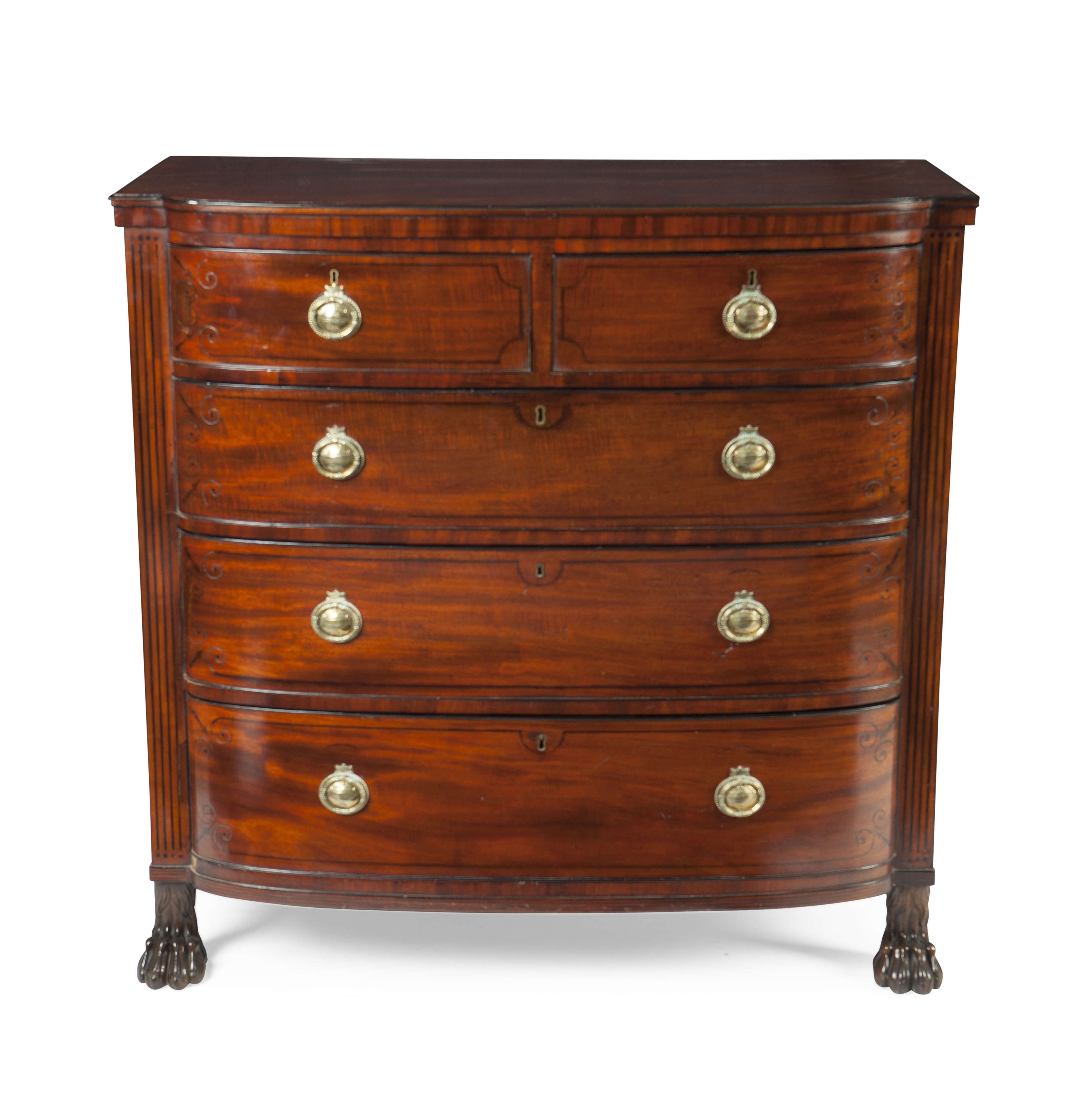 SCOTTISH REGENCY BOW FRONT CHEST AND DRAWERS