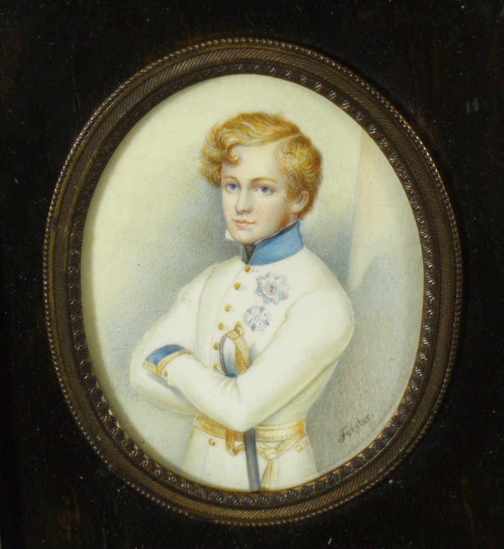 Napoleonic Interest A 19th century oval portrait miniature painting of Napoleon II as Duke of Reichstadt By Forster