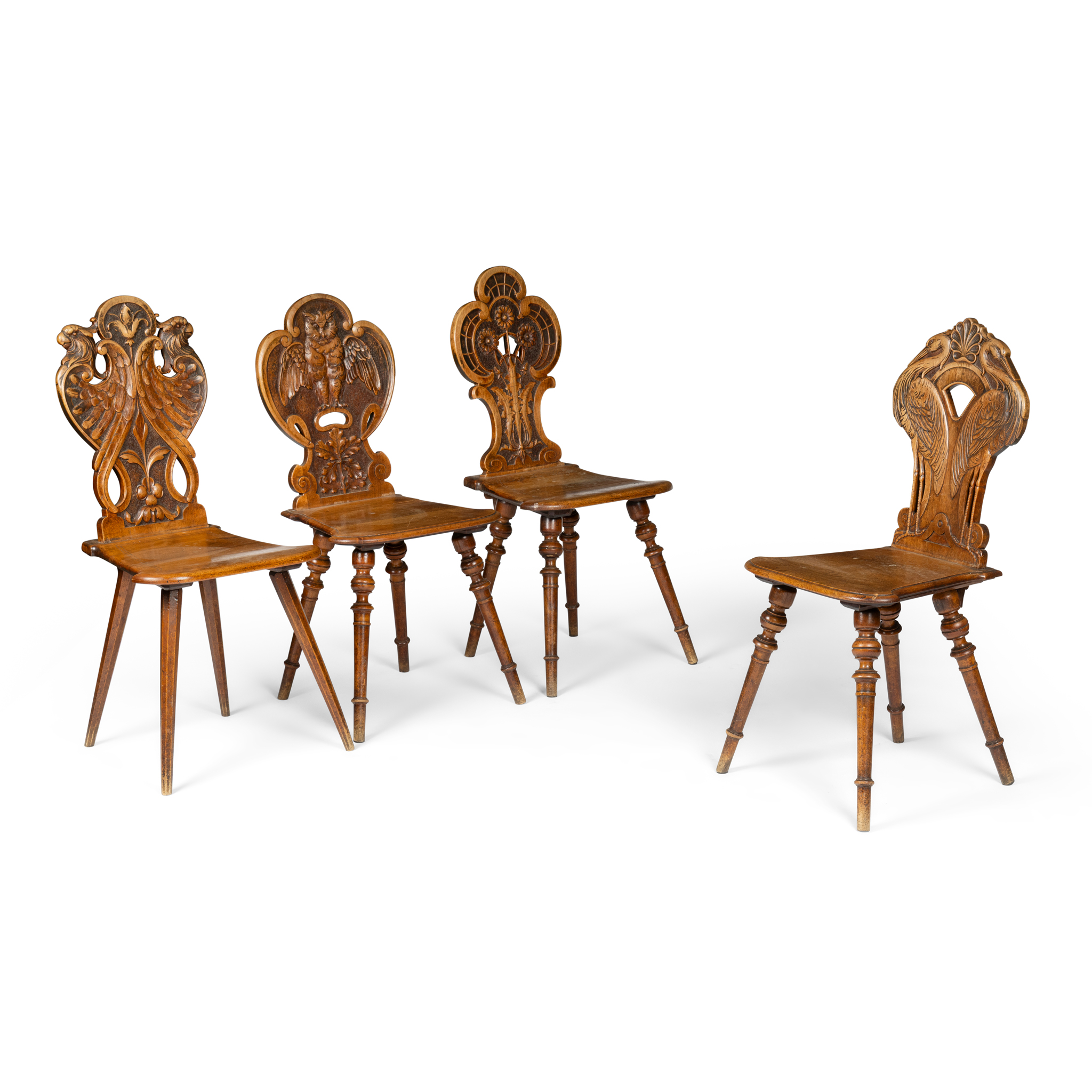 A MATCHED SET OF BEECH HALL CHAIRS