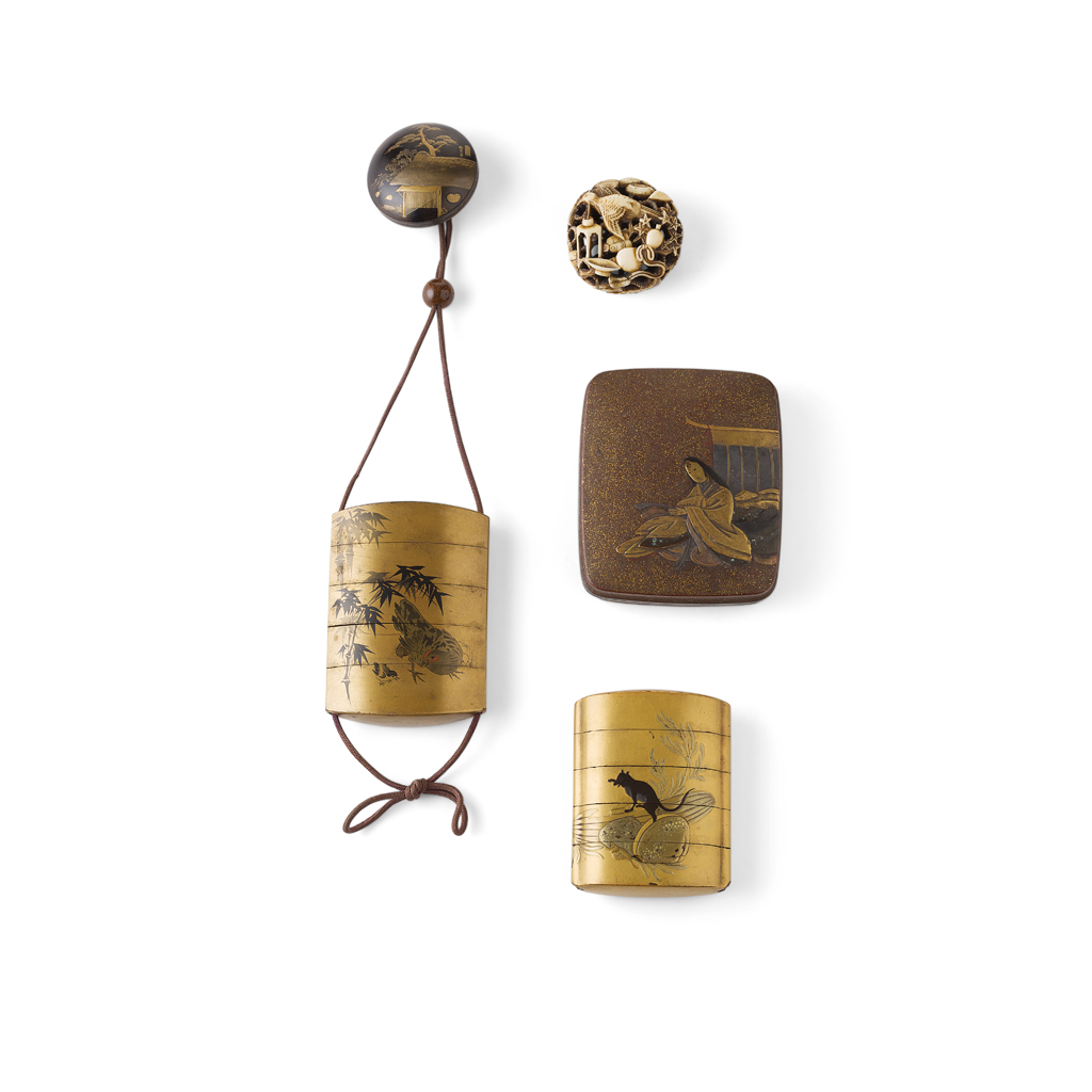 TWO GOLD-LACQUER FOUR-CASE INRO