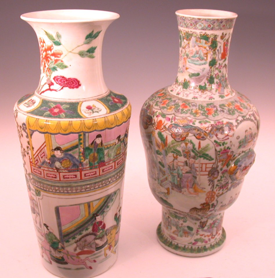 A Canton 19th century famille verte vase,