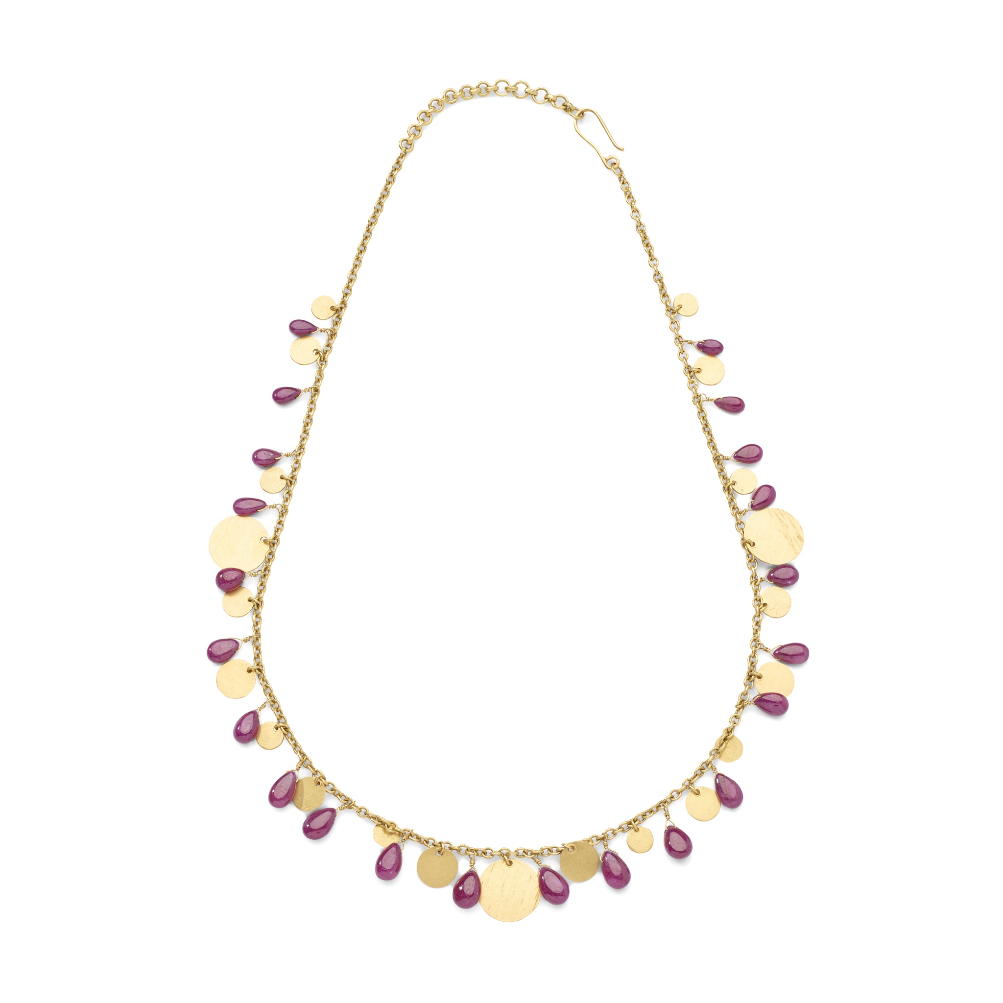 A ruby fringe necklace