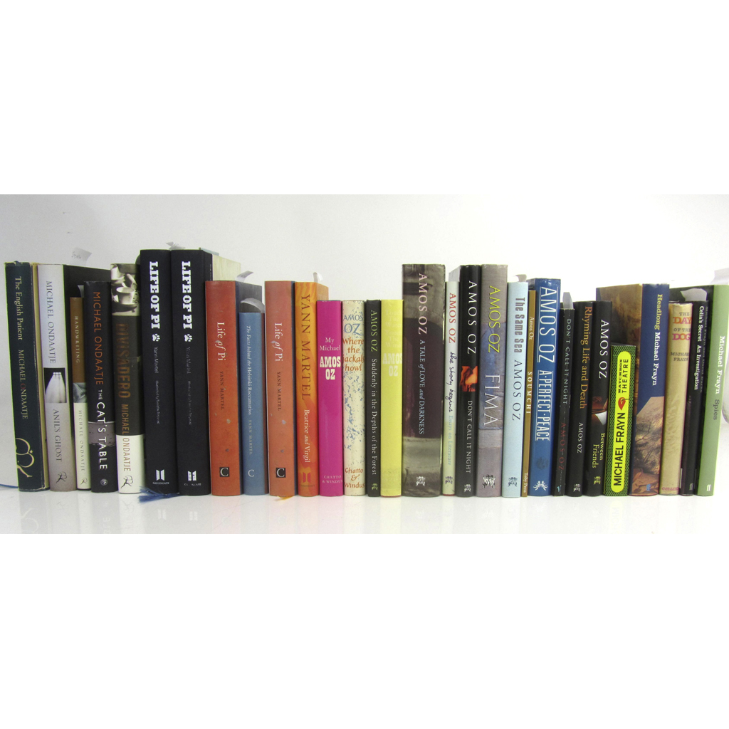 5 works by Ondaatje, 6 by Martell, 14 by Amoz OZ and 5 by Michael Frayn