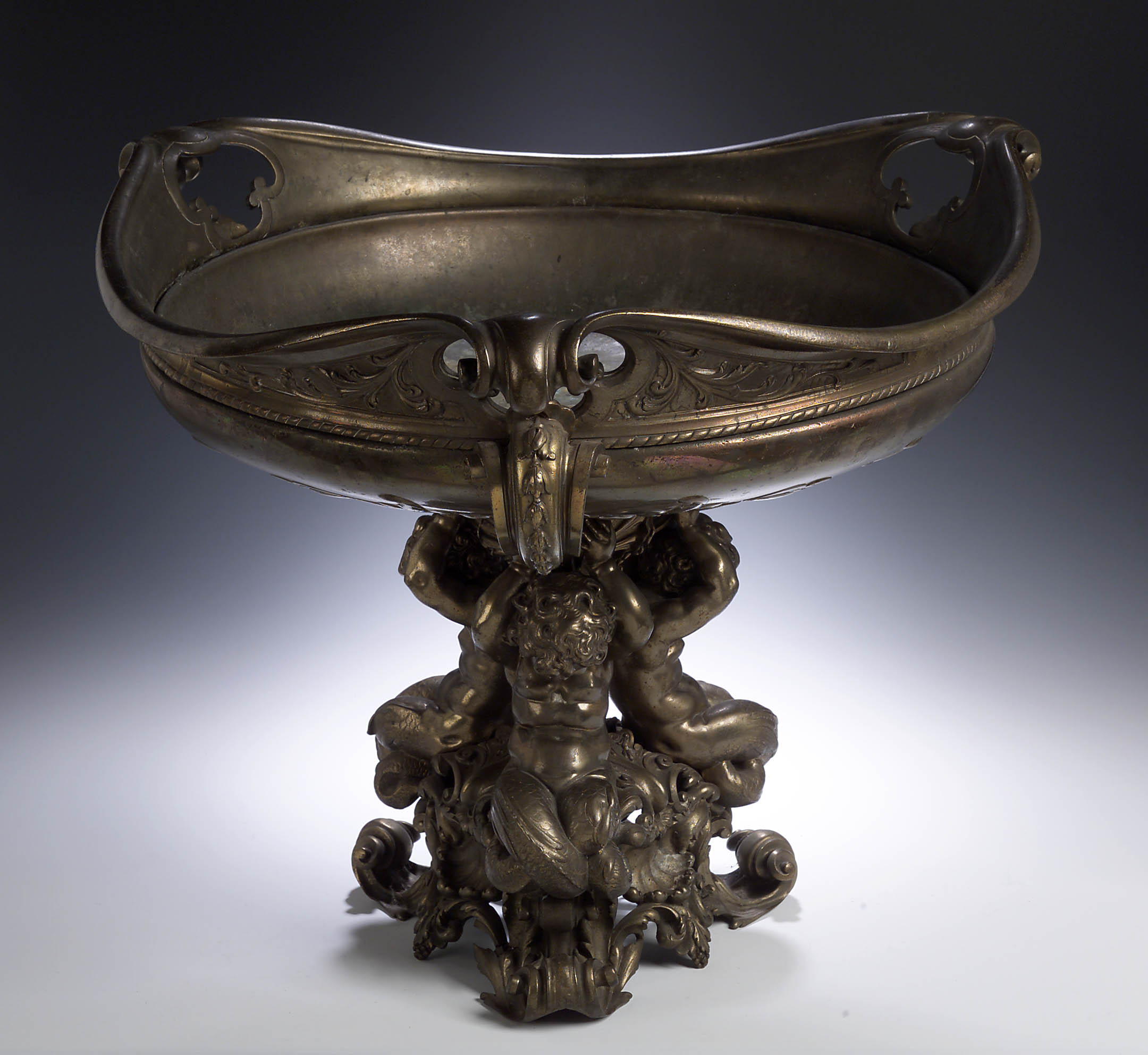 A 19th century bronzed tazza