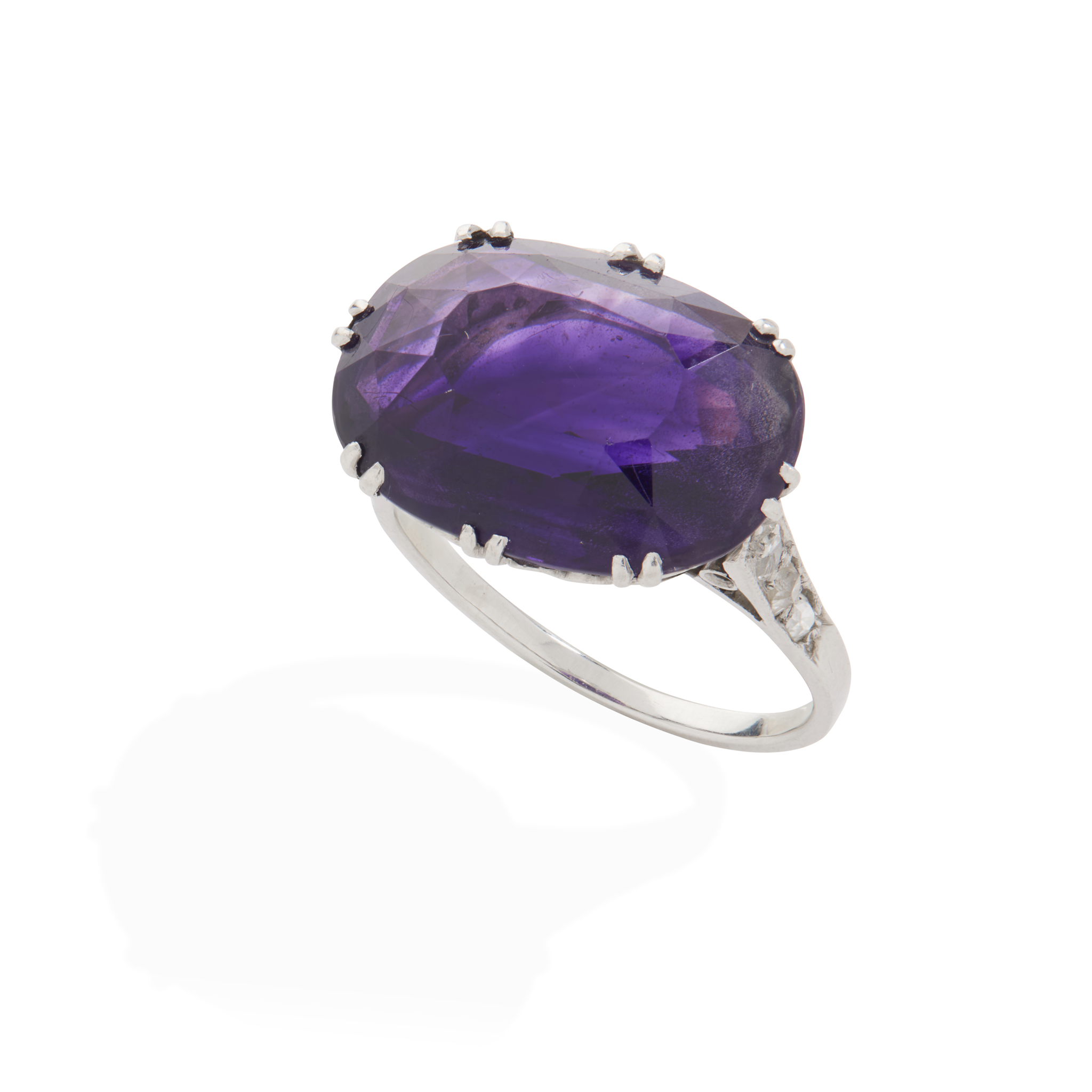 An amethyst and diamond cocktail ring