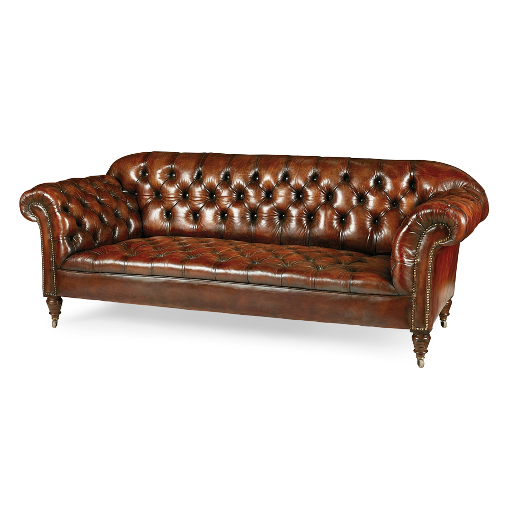 VICTORIAN LEATHER UPHOLSTERED CHESTERFIELD SOFA