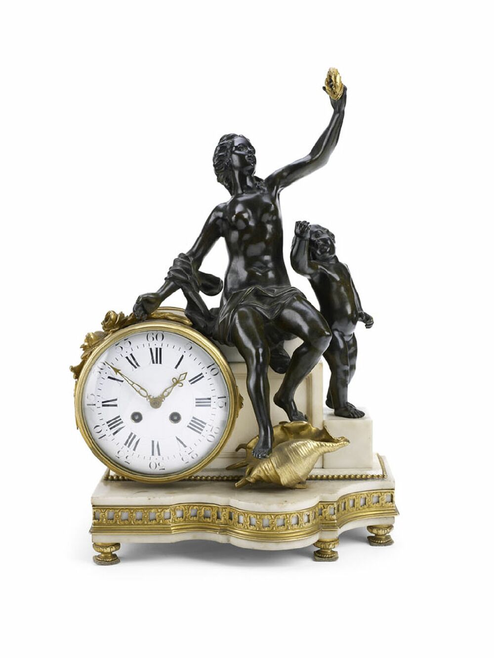 A 19th century French gilt brass and marble mantel clock By Mabille, Paris
