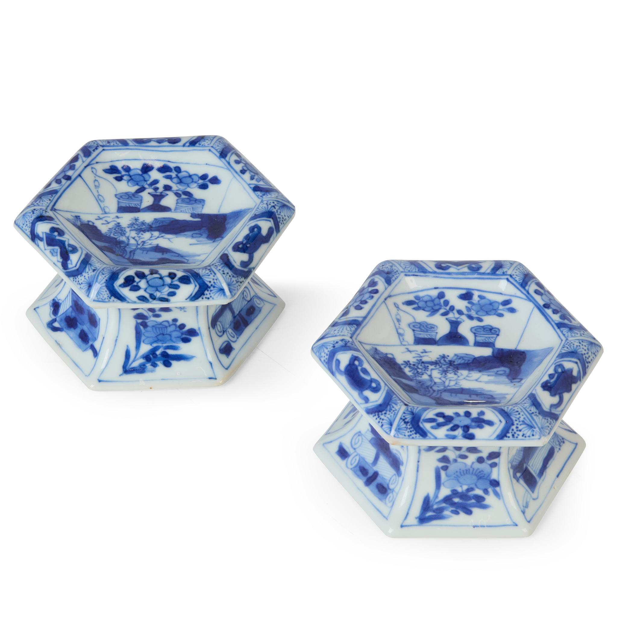 PAIR OF CHINESE BLUE AND WHITE SALTS