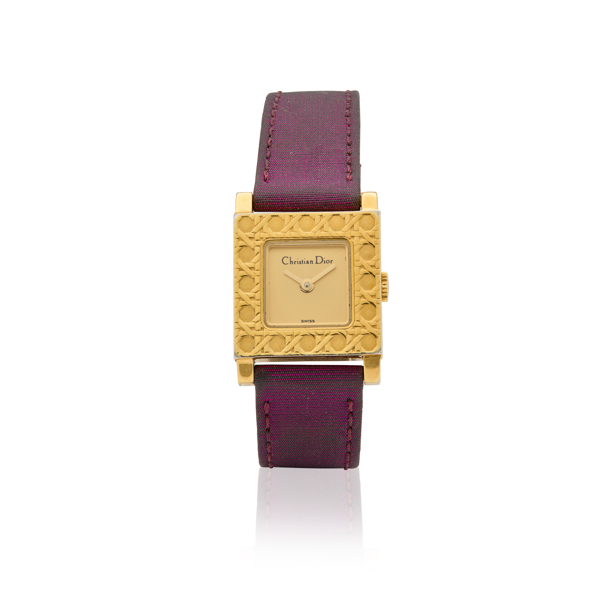 Christian Dior. A Ladies attractive square gold plated quartz wristwatch