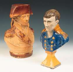 An English 19th century salt glazed relief moulded toby jug