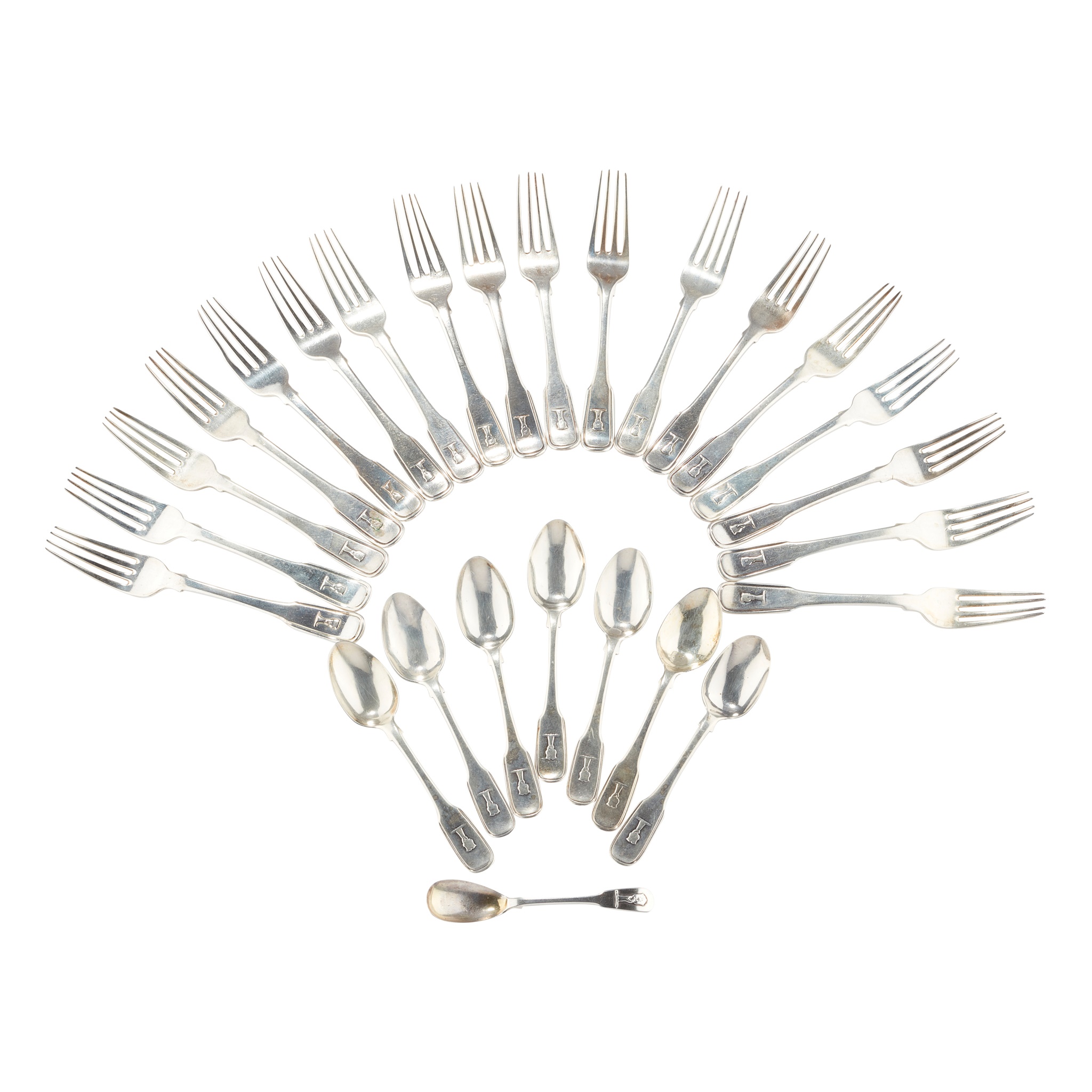 A PART GEORGE IV PRIVATE DIE SUITE OF FLATWARE