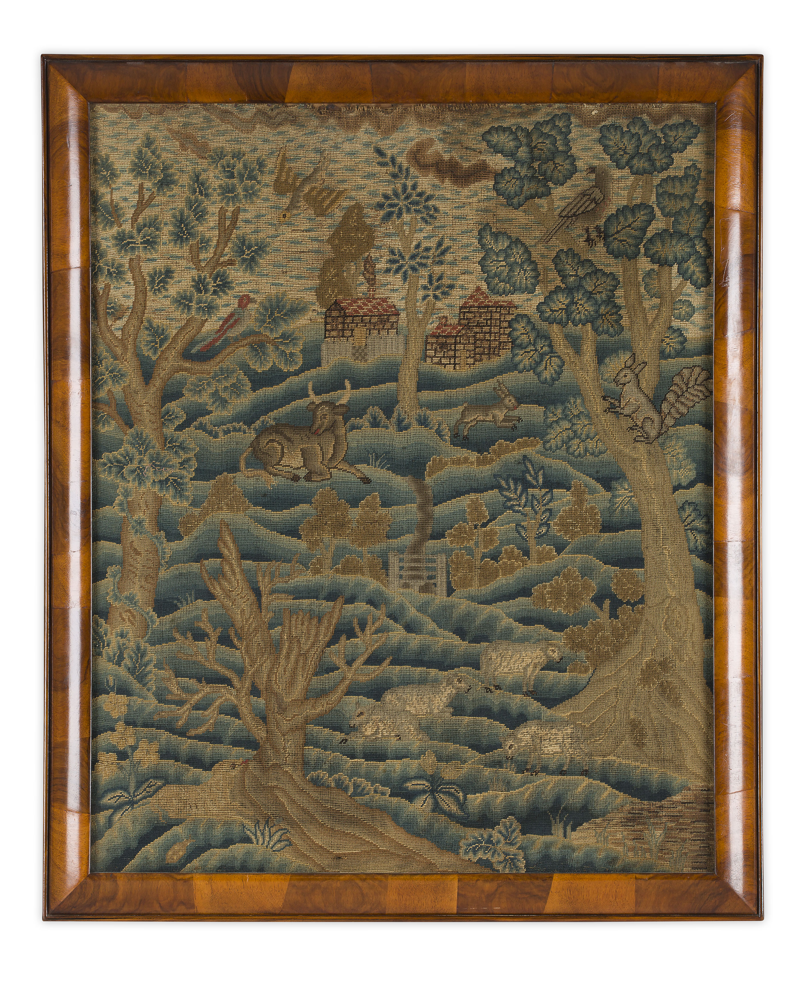 LARGE EARLY ENGLISH NEEDLEWORK PANEL