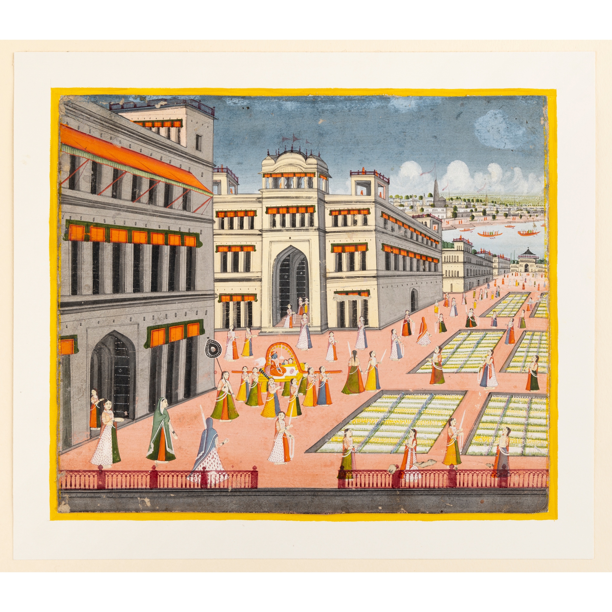 TOWNSCAPE AFTER A WESTERN ENGRAVING: KRISHNA IN MATHURA