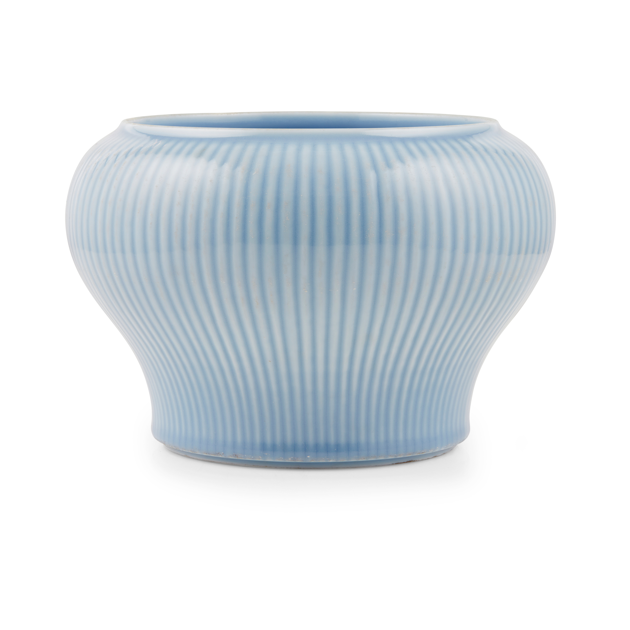 LAVENDER-BLUE-GLAZED RIBBED JAR