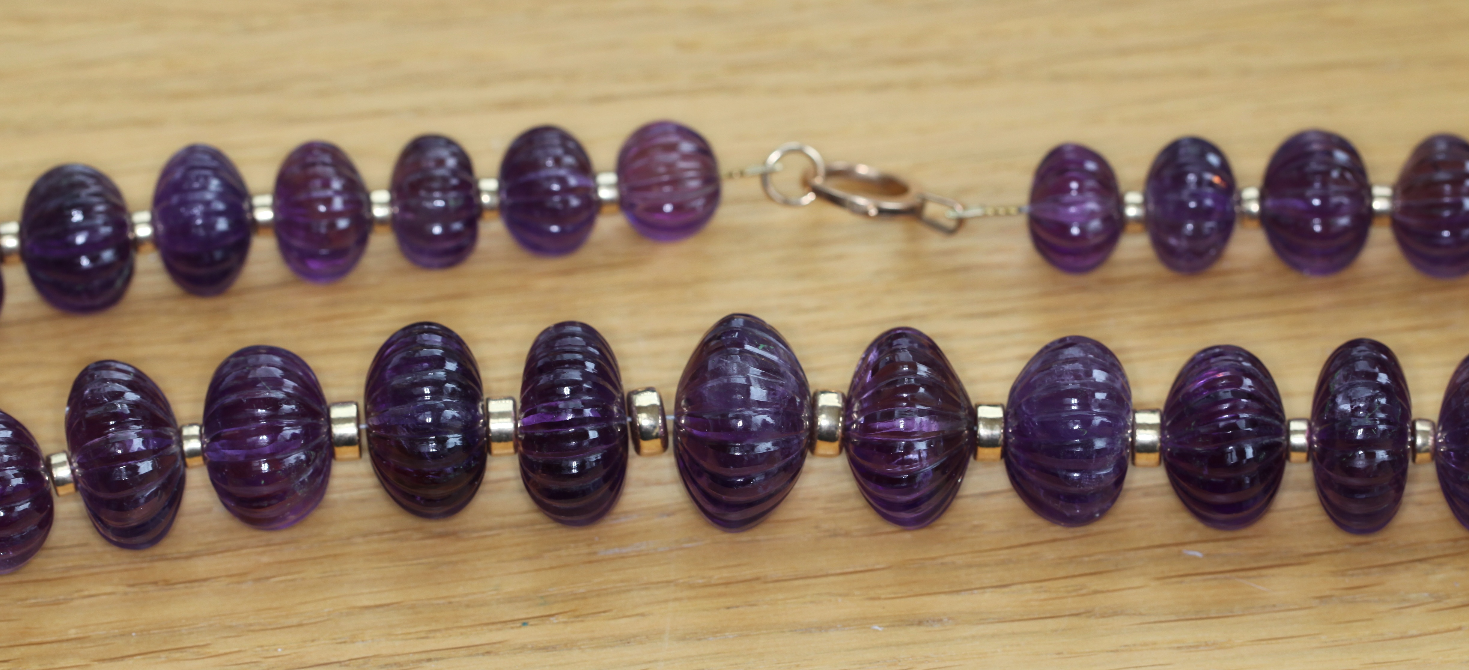 An amethyst bead necklace