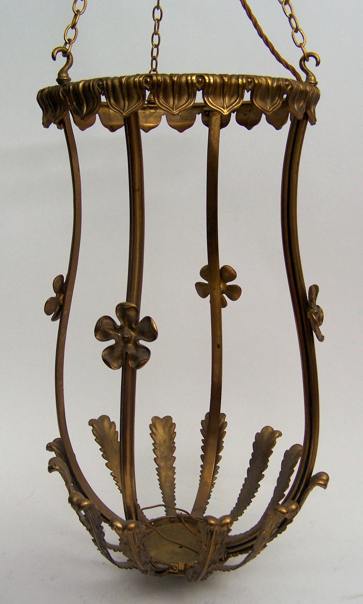 A mid 19th century gilt brass hall lantern,