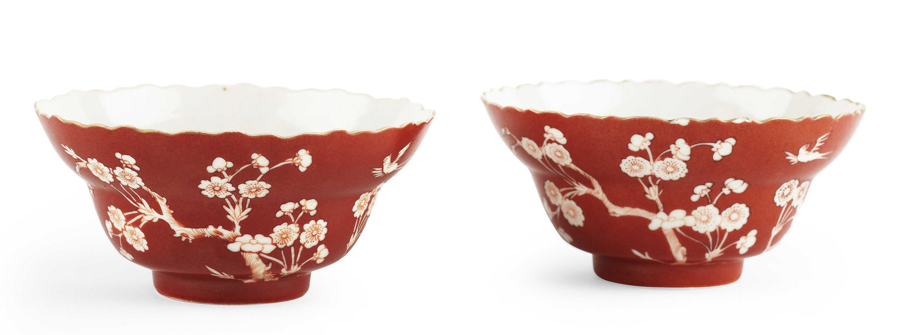 PAIR OF CHINESE IRON RED GLAZED BOWLS