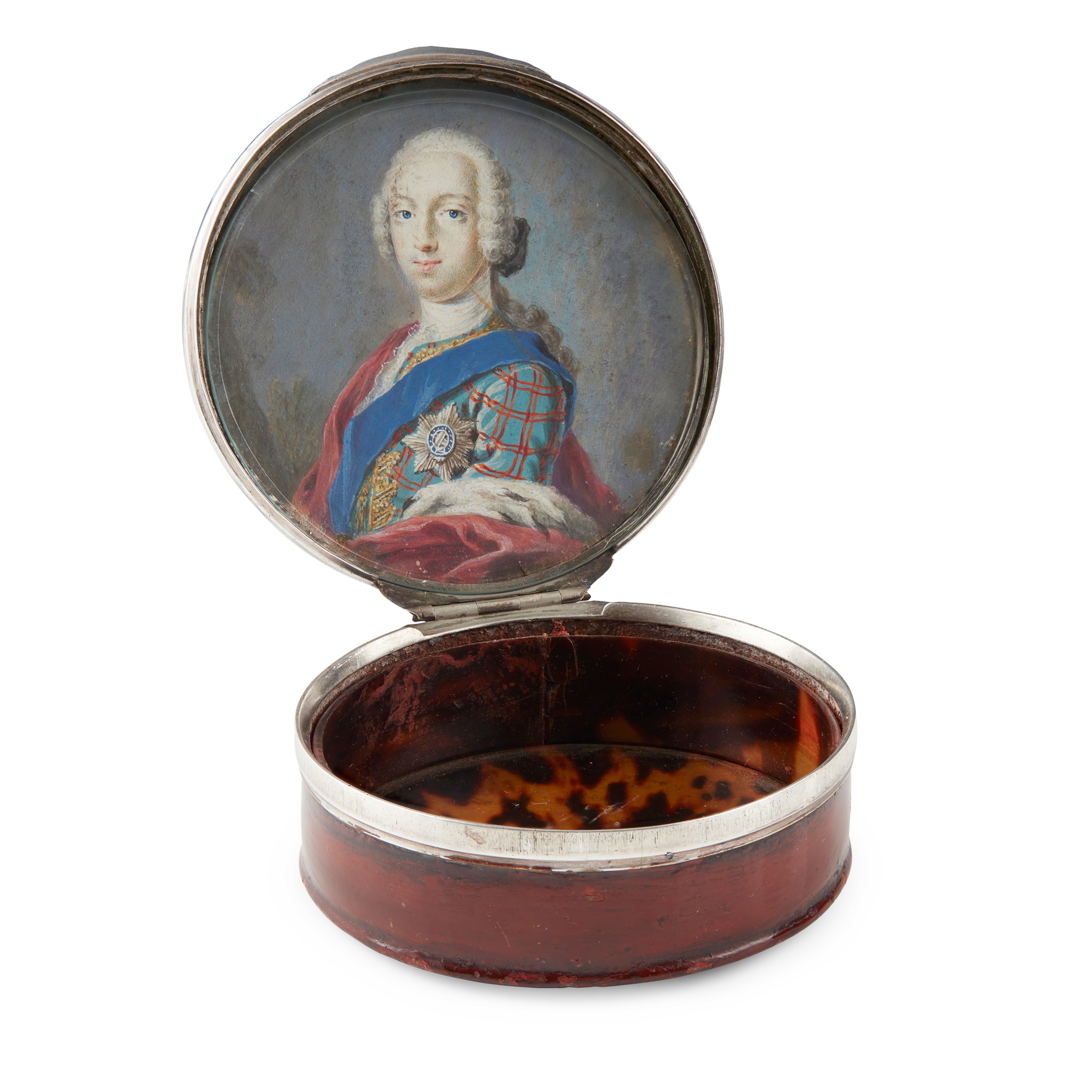 A MID 18TH CENTURY JACOBITE ENAMEL PORTRAIT SNUFF BOX