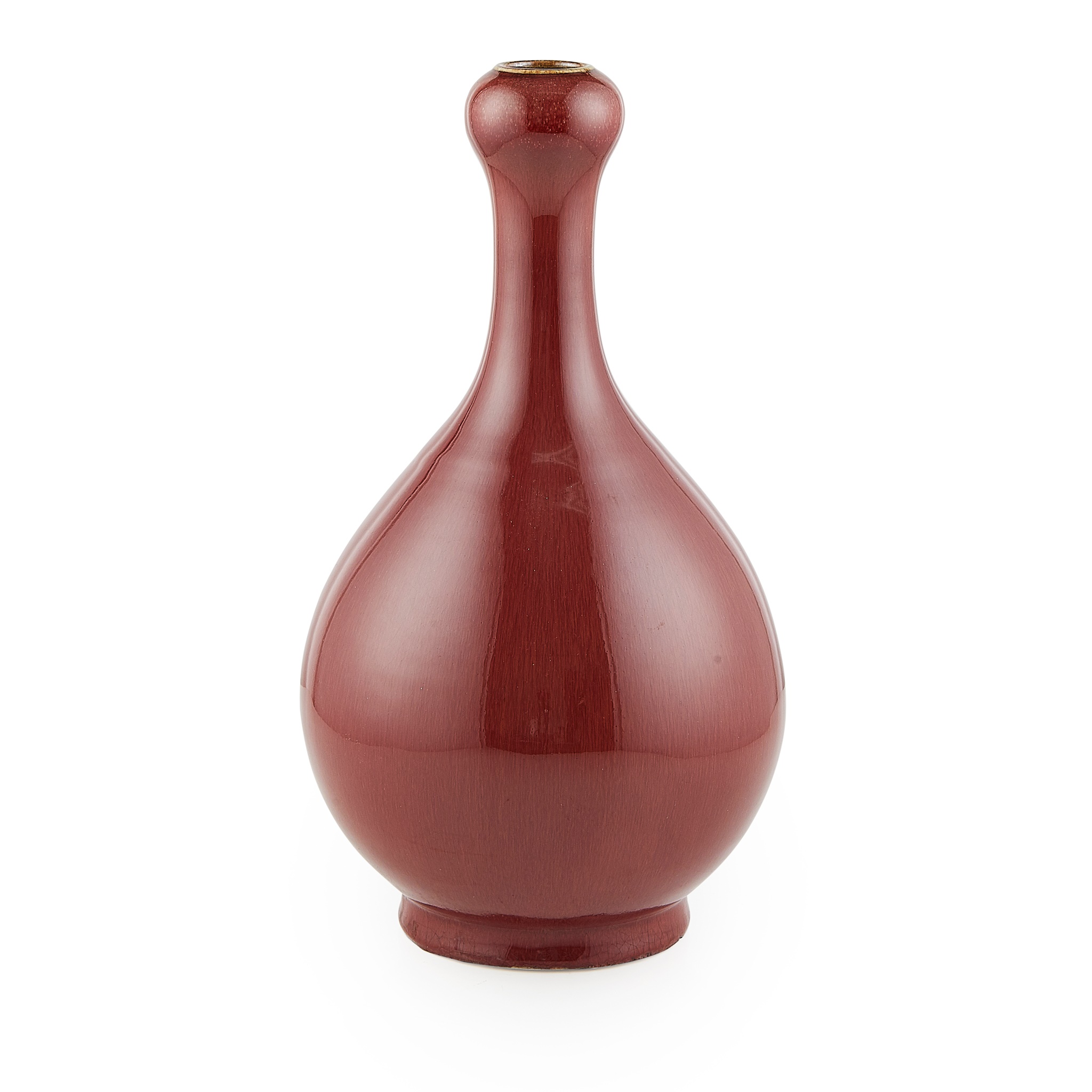 RED-GLAZED GARLIC HEAD VASE
