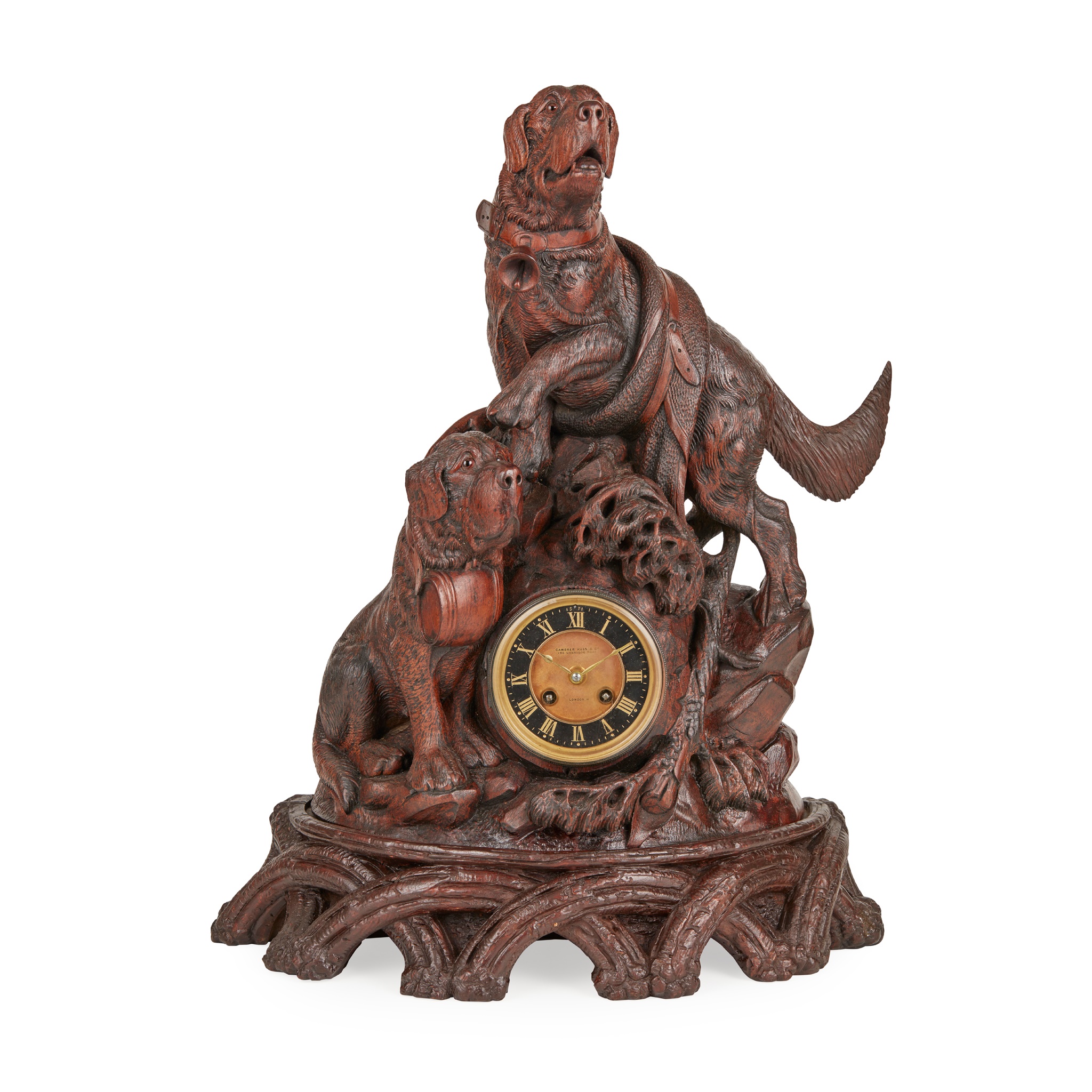 LARGE BLACK FOREST CARVED MANTEL CLOCK