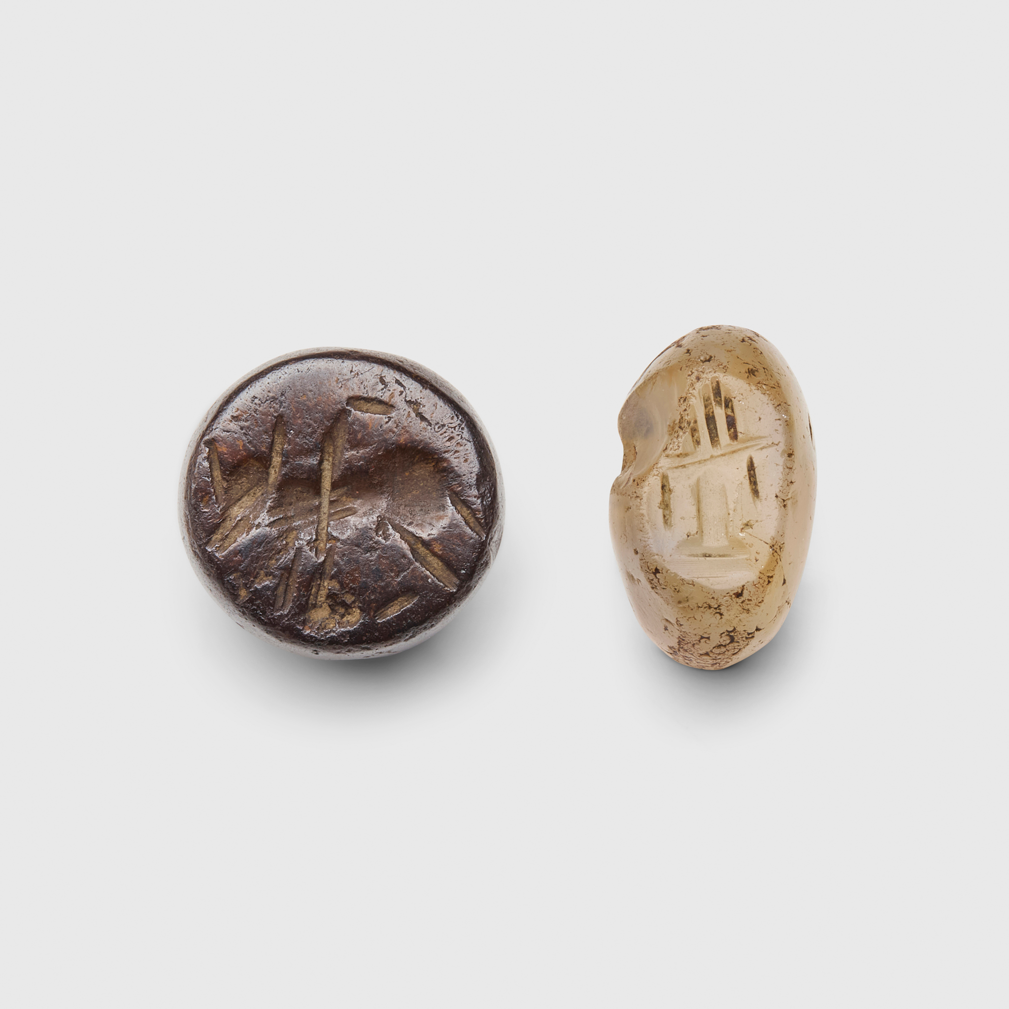PAIR OF PERSIAN SASANIAN STAMP SEALS, ACQUIRED EARLY 20TH CENTURY