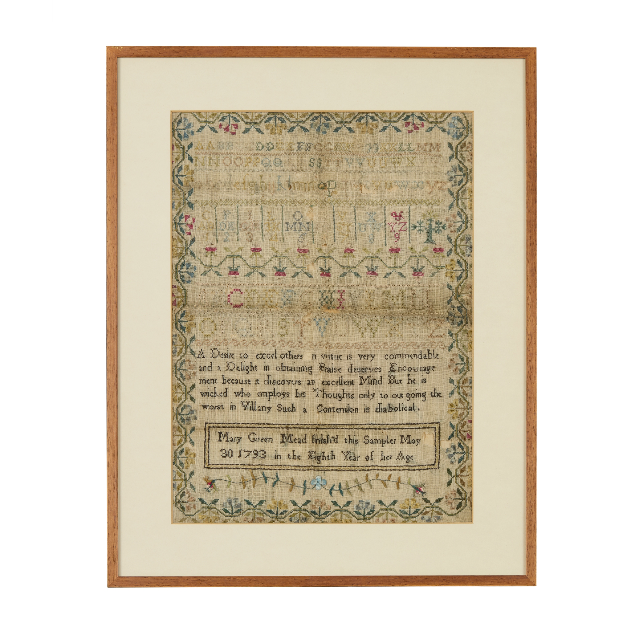 GEORGE III NEEDLEWORK SAMPLER BY MARY GREEN MEAD