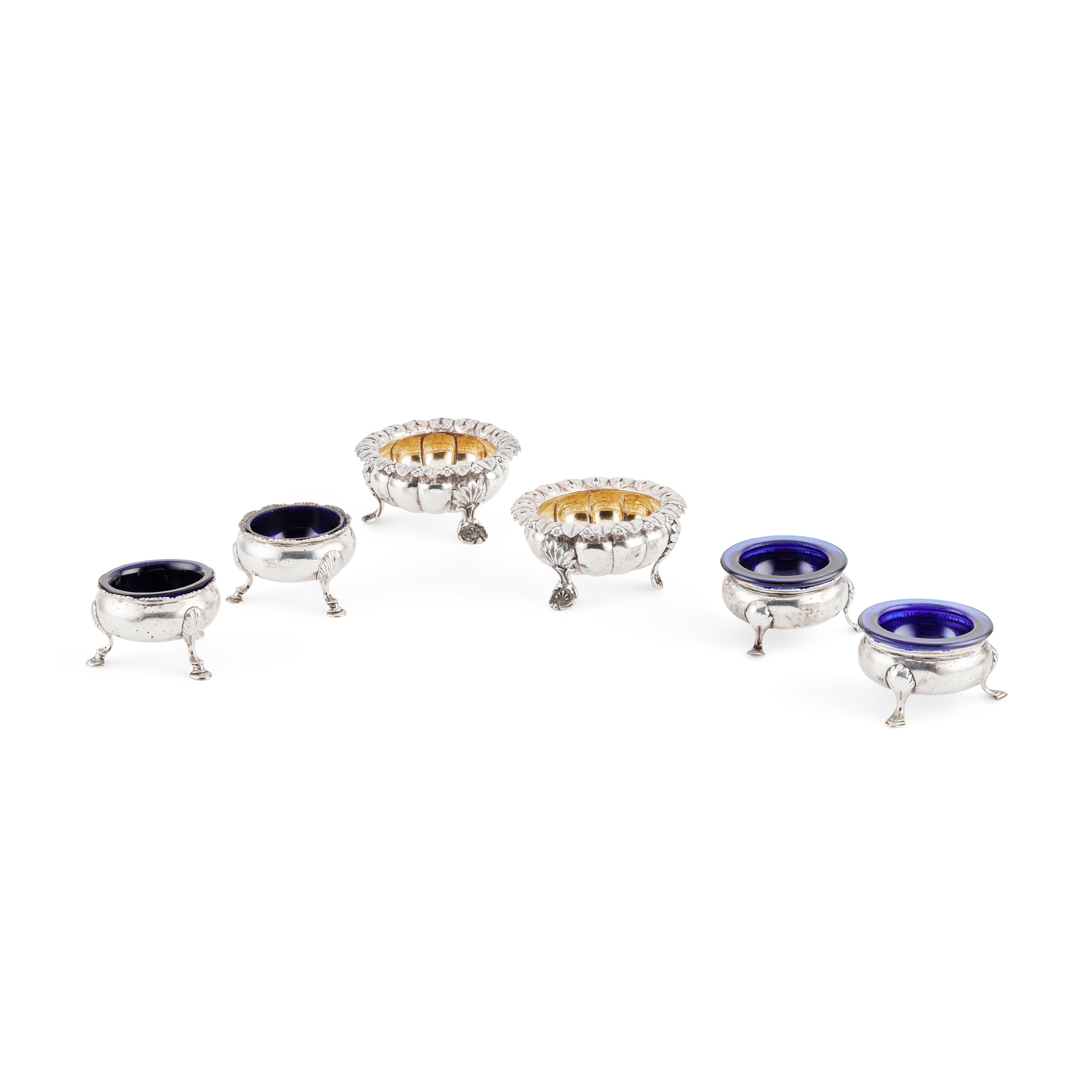 A PAIR OF GEORGE II CAULDRON SALTS