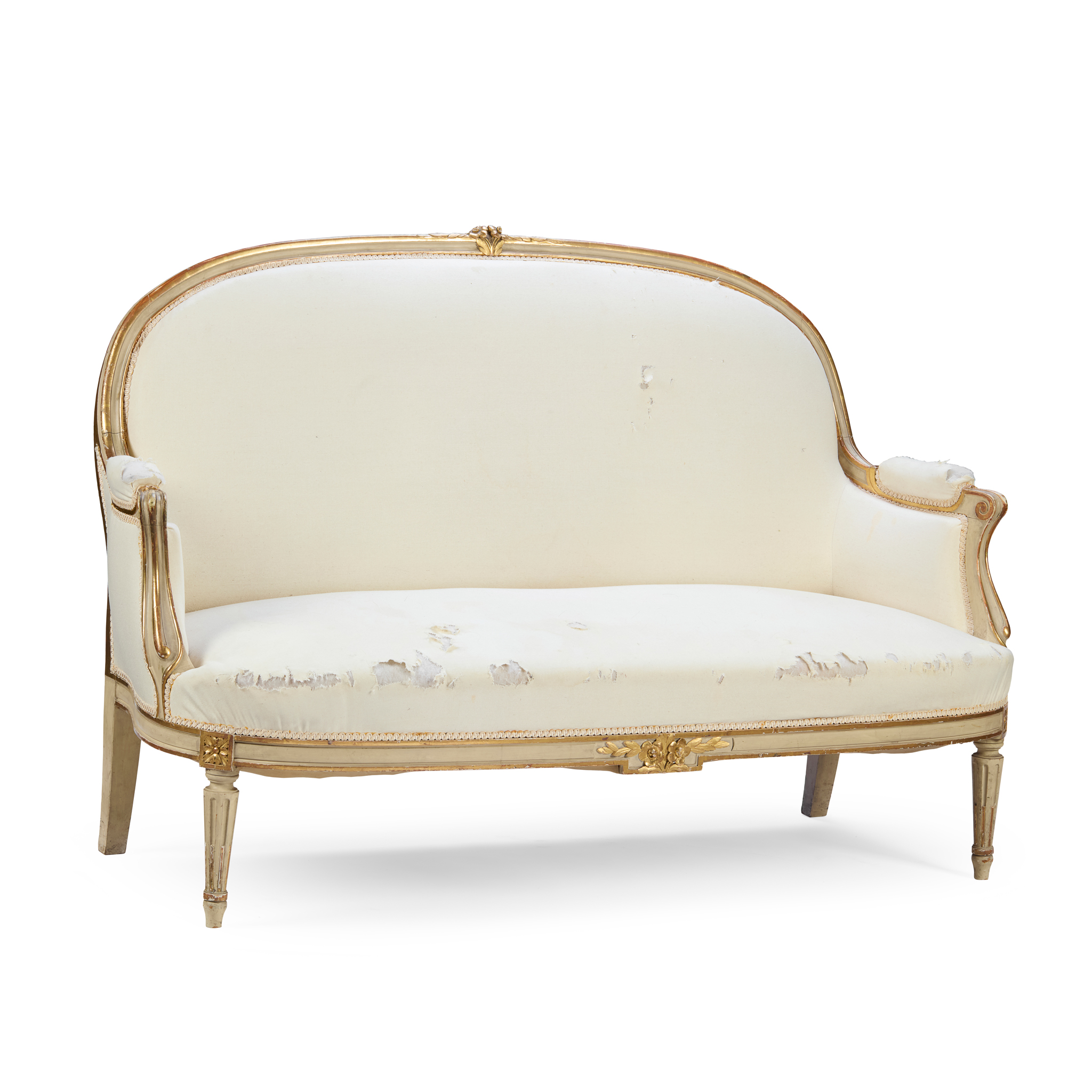 LOUIS XVI STYLE PAINTED AND PARCEL-GILT CANAPÉ