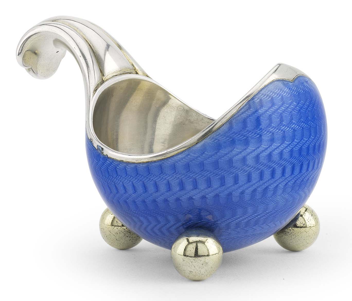 A Fabergé Russian parcel-gilt and guilloché enamel kovsch