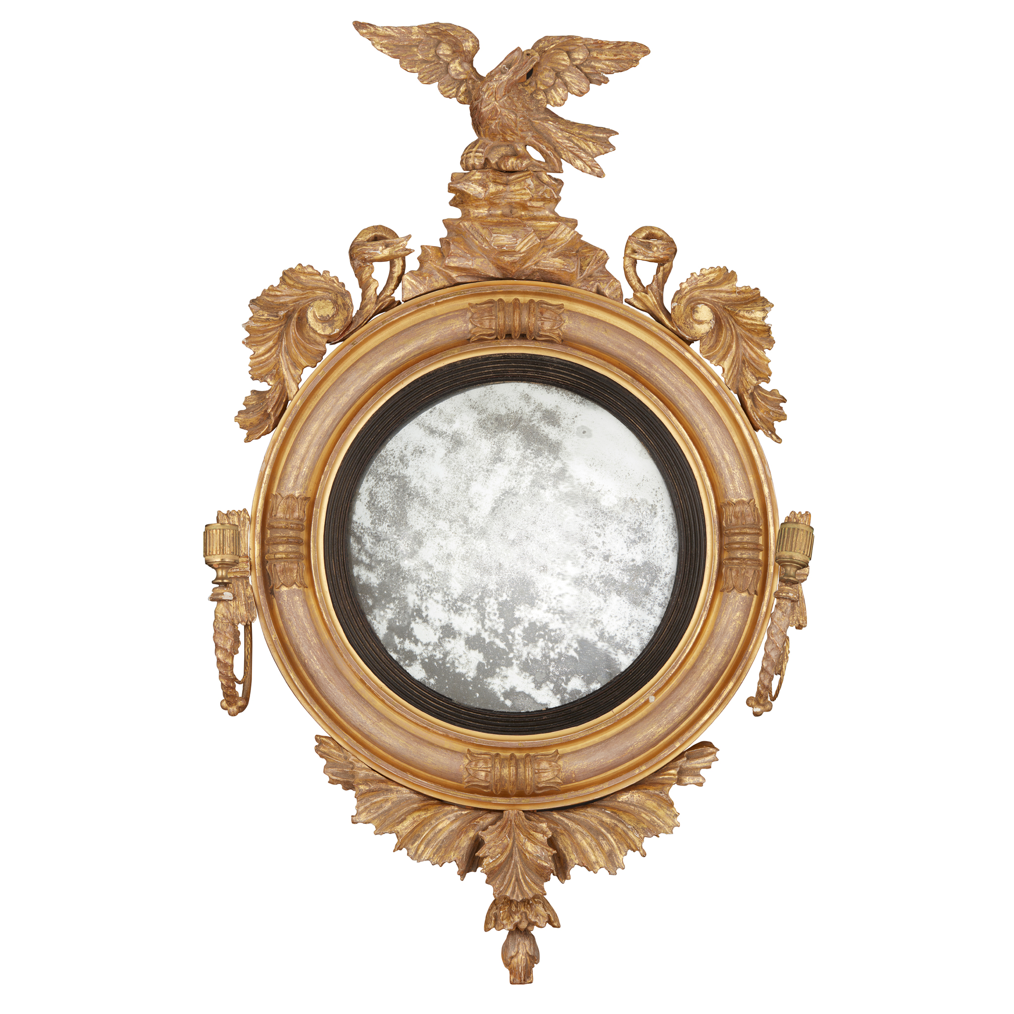 REGENCY GILTWOOD CONVEX GIRONDOLE MIRROR