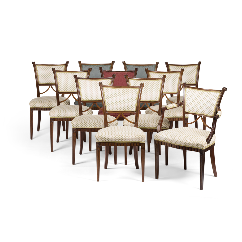 SET OF ELEVEN SCOTTISH MAHOGANY DINING CHAIRS