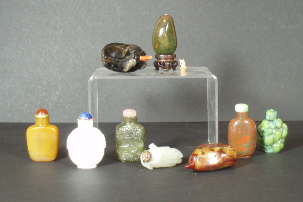 A collection of Chinese hardstone snuff bottles