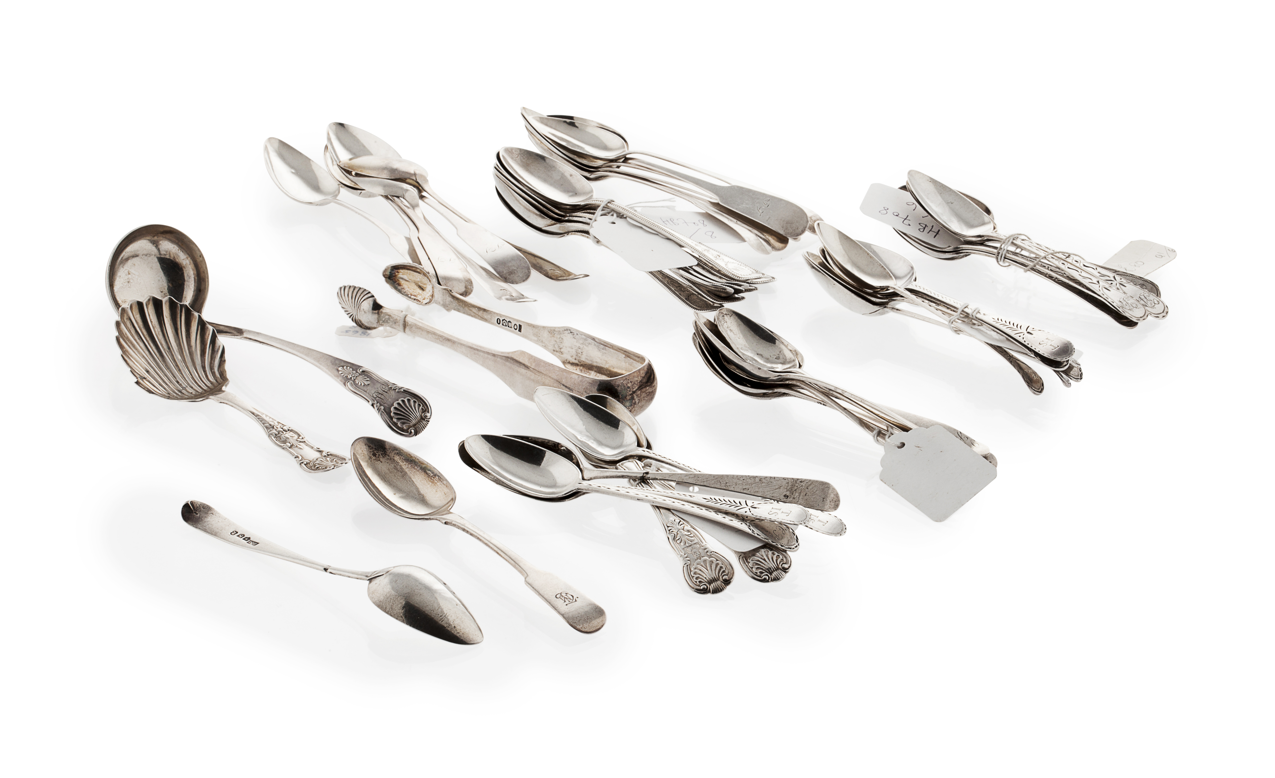 Various groups of Georgian and other silver teaspoons