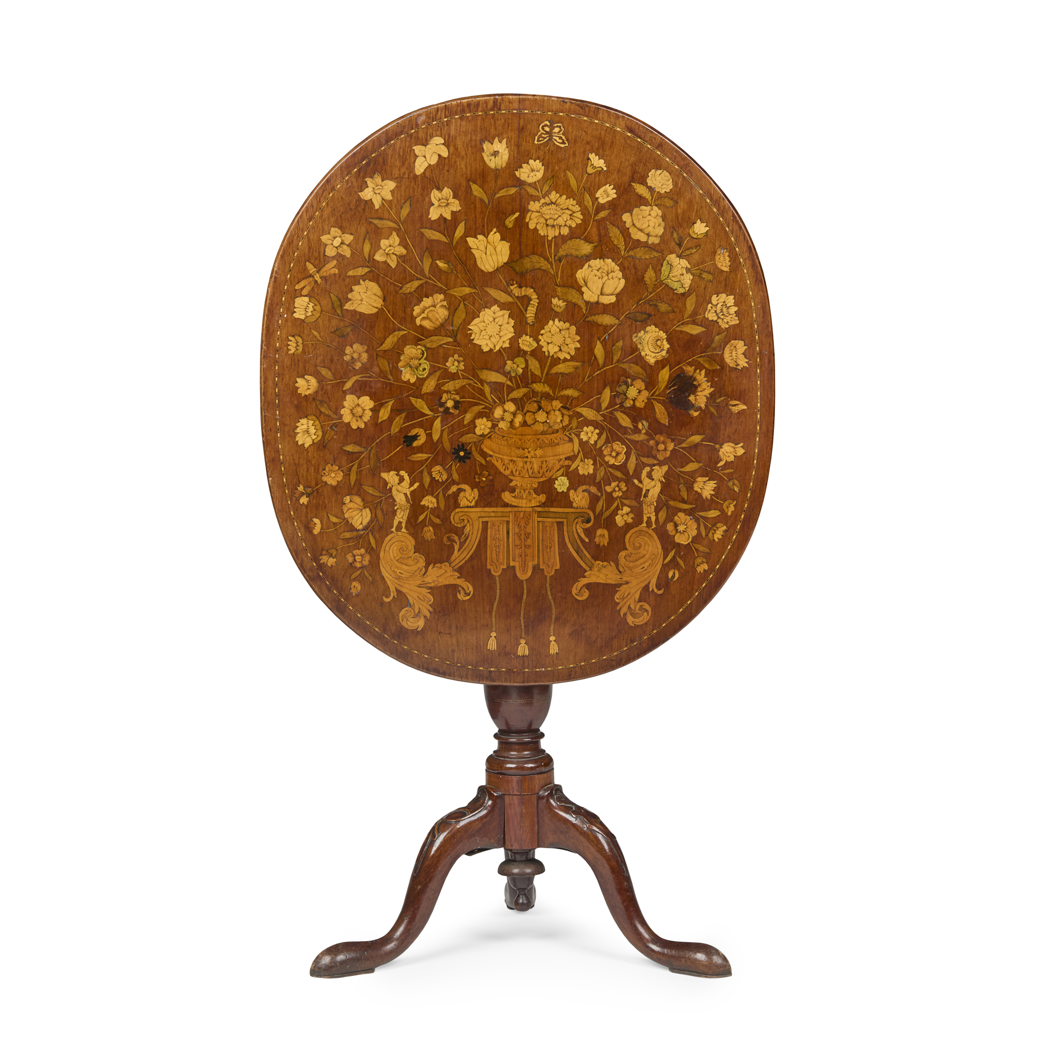 DUTCH MARQUETRY OVAL TRIPOD TABLE