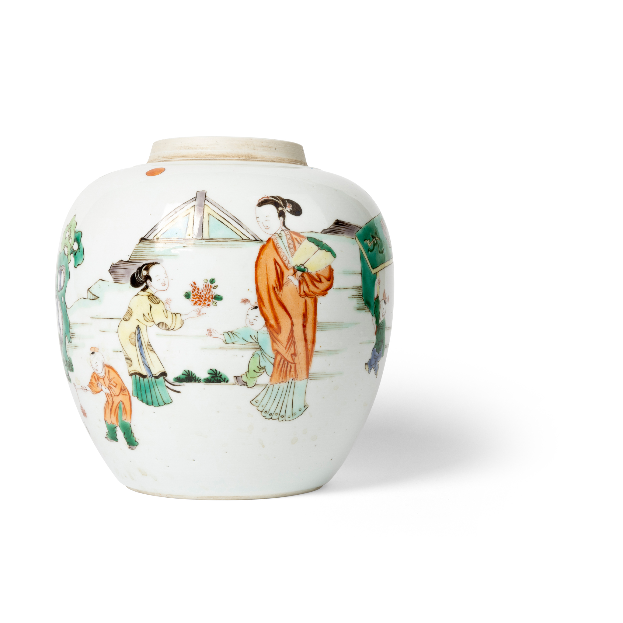 CHINESE FAMILLE VERTE ‘LADY AND BOY’ JAR