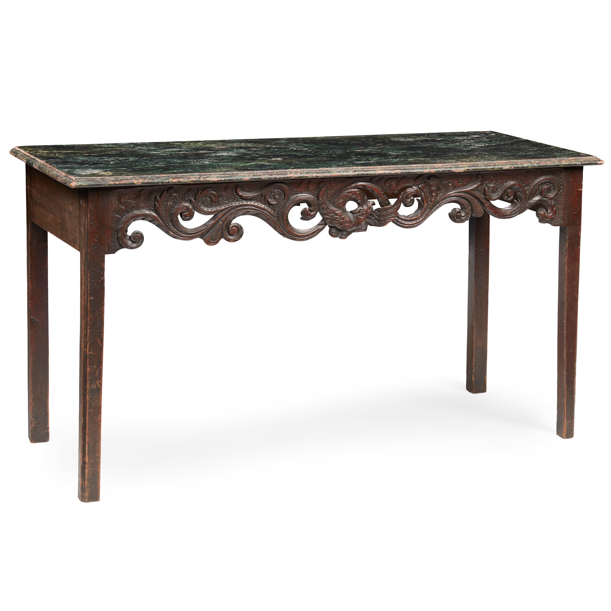 IRISH GEORGE III PAINTED RED WALNUT SERVING TABLE