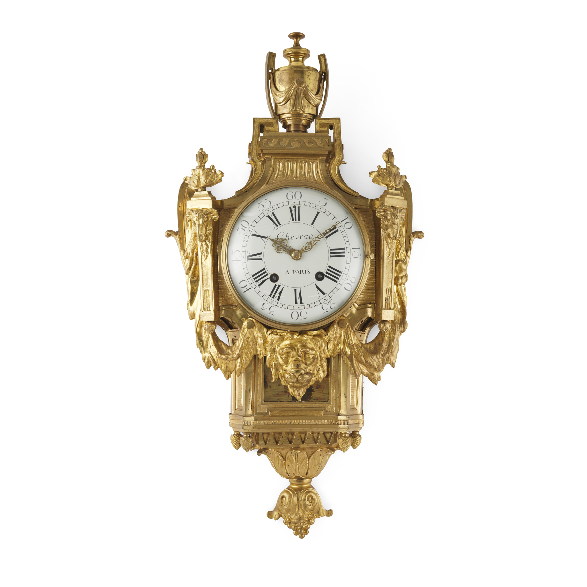 LOUIS XVI GILT BRONZE CARTEL CLOCK, AFTER DESIGNS BY JEAN-CHARLES DELAFOSSE