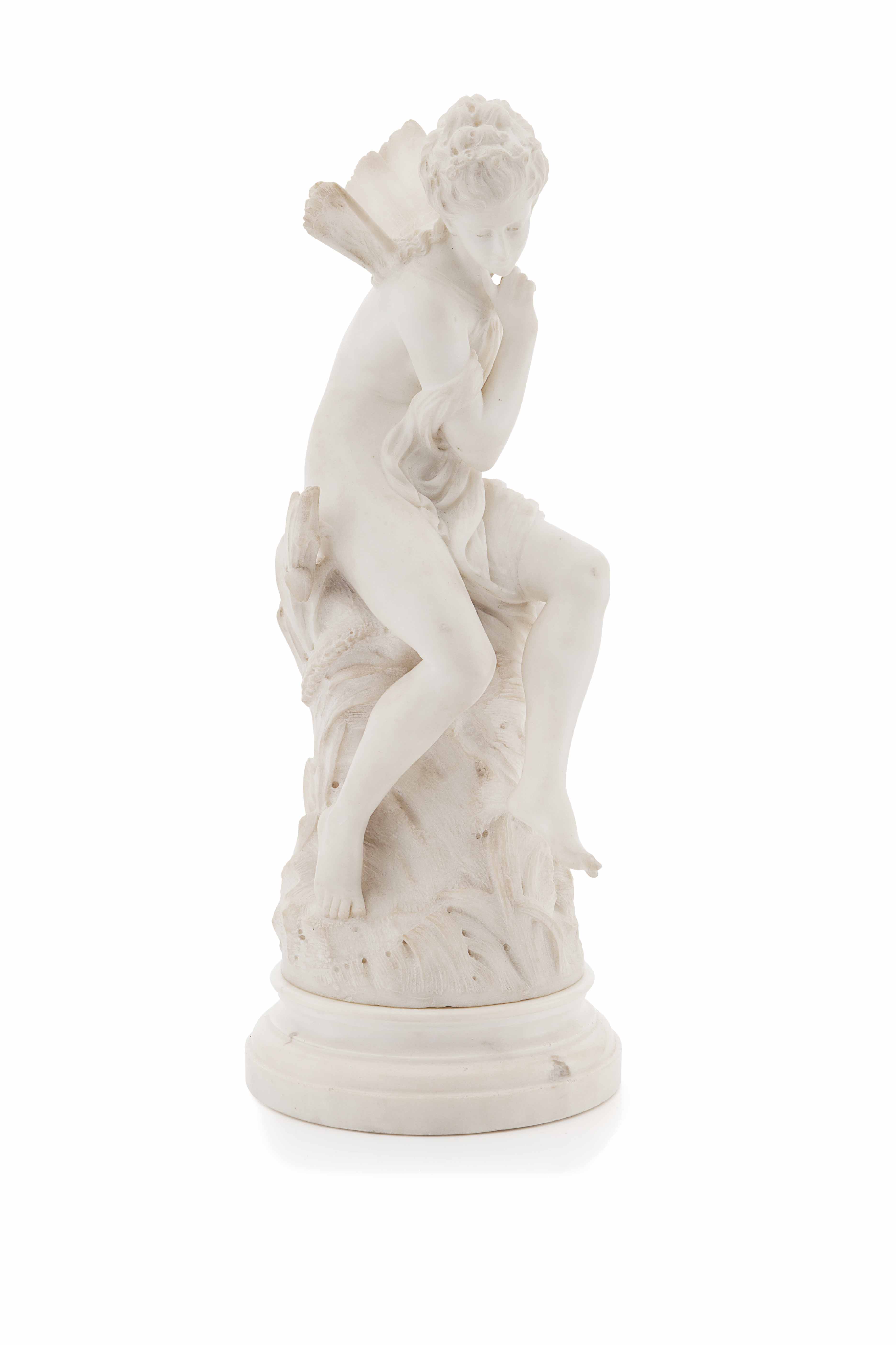 FRENCH CARRARA MARBLE FIGURE, BY HENRI MOREAU