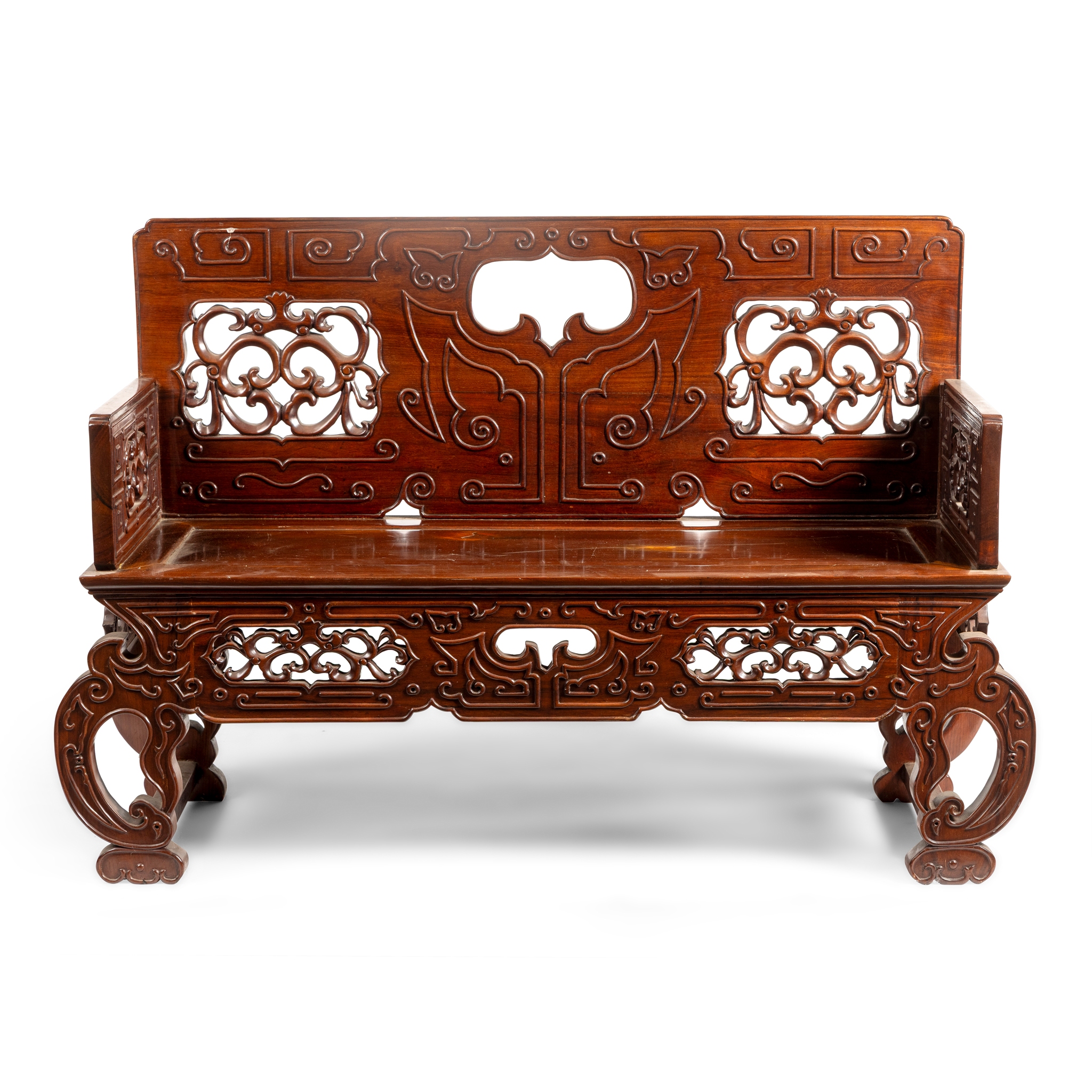 A CHINESE HARDWOOD BENCH